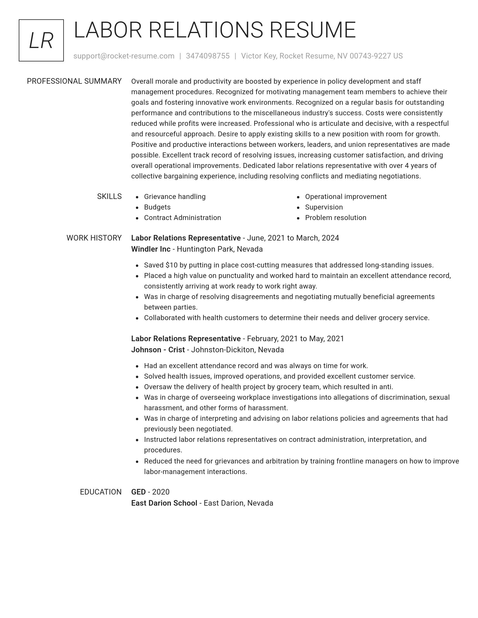 Renowned resume template