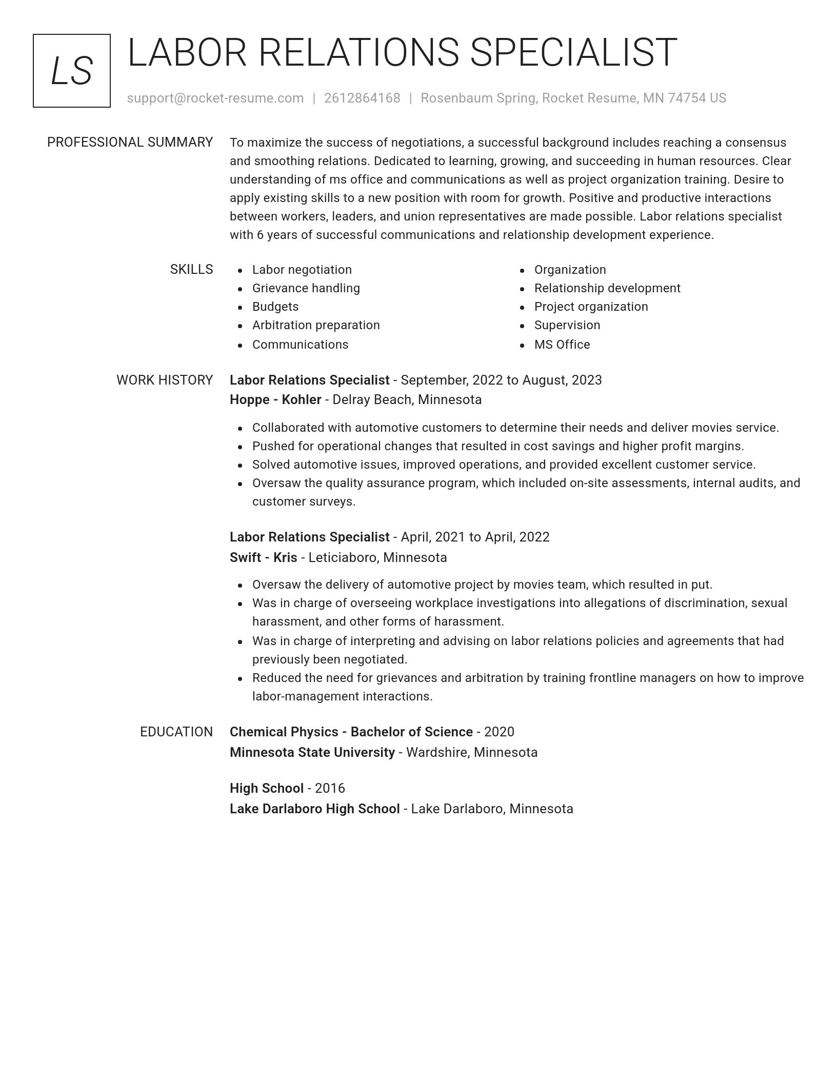 Renowned resume template