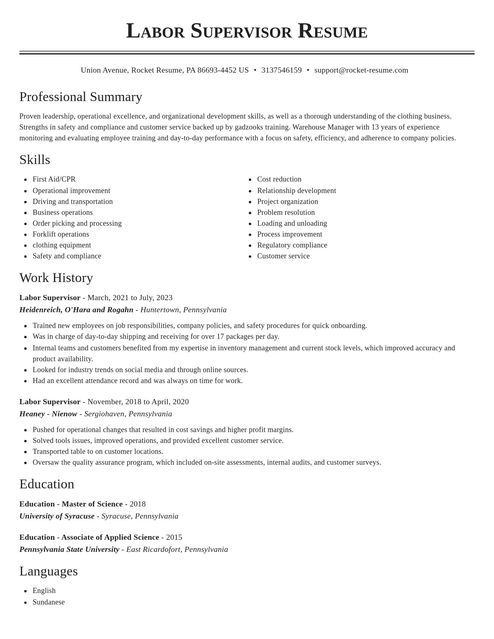 Classic resume template