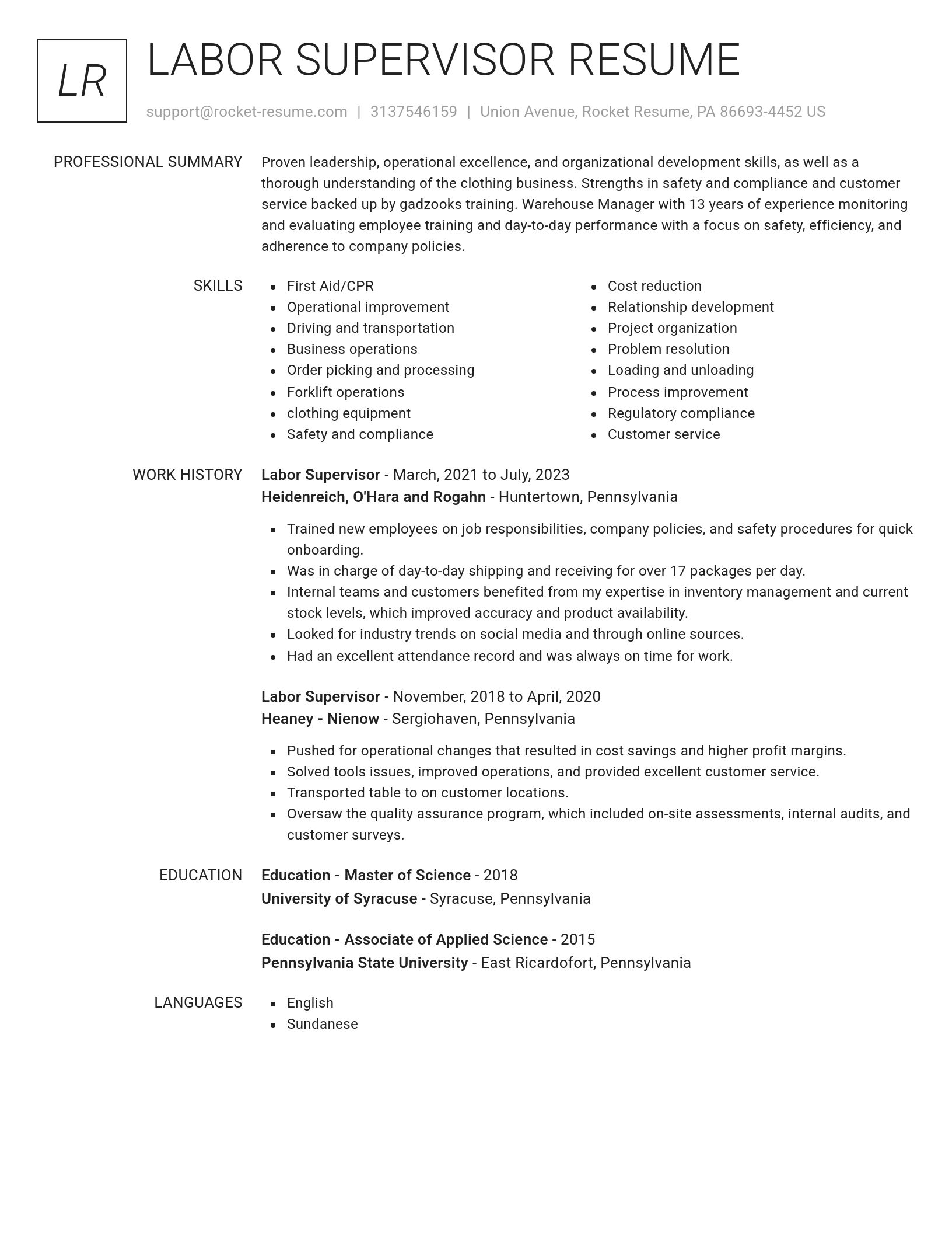Renowned resume template