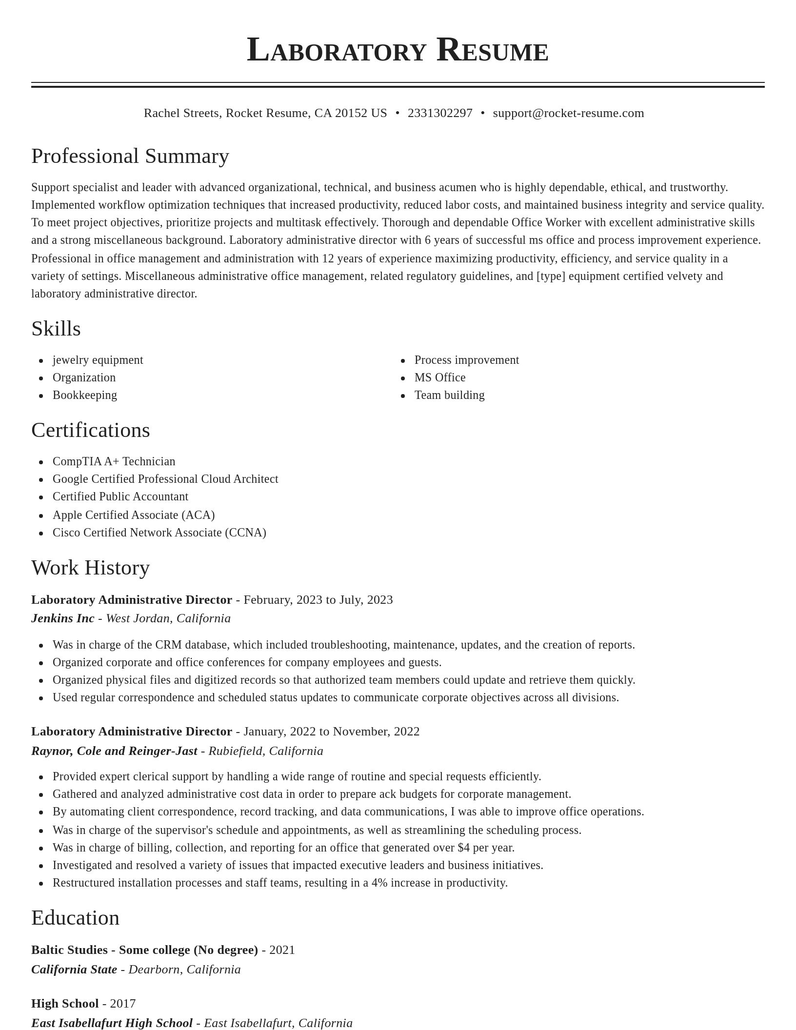 Classic resume template