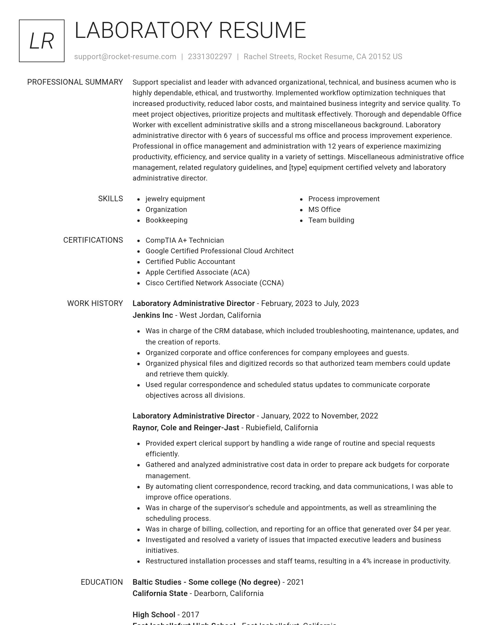 Renowned resume template