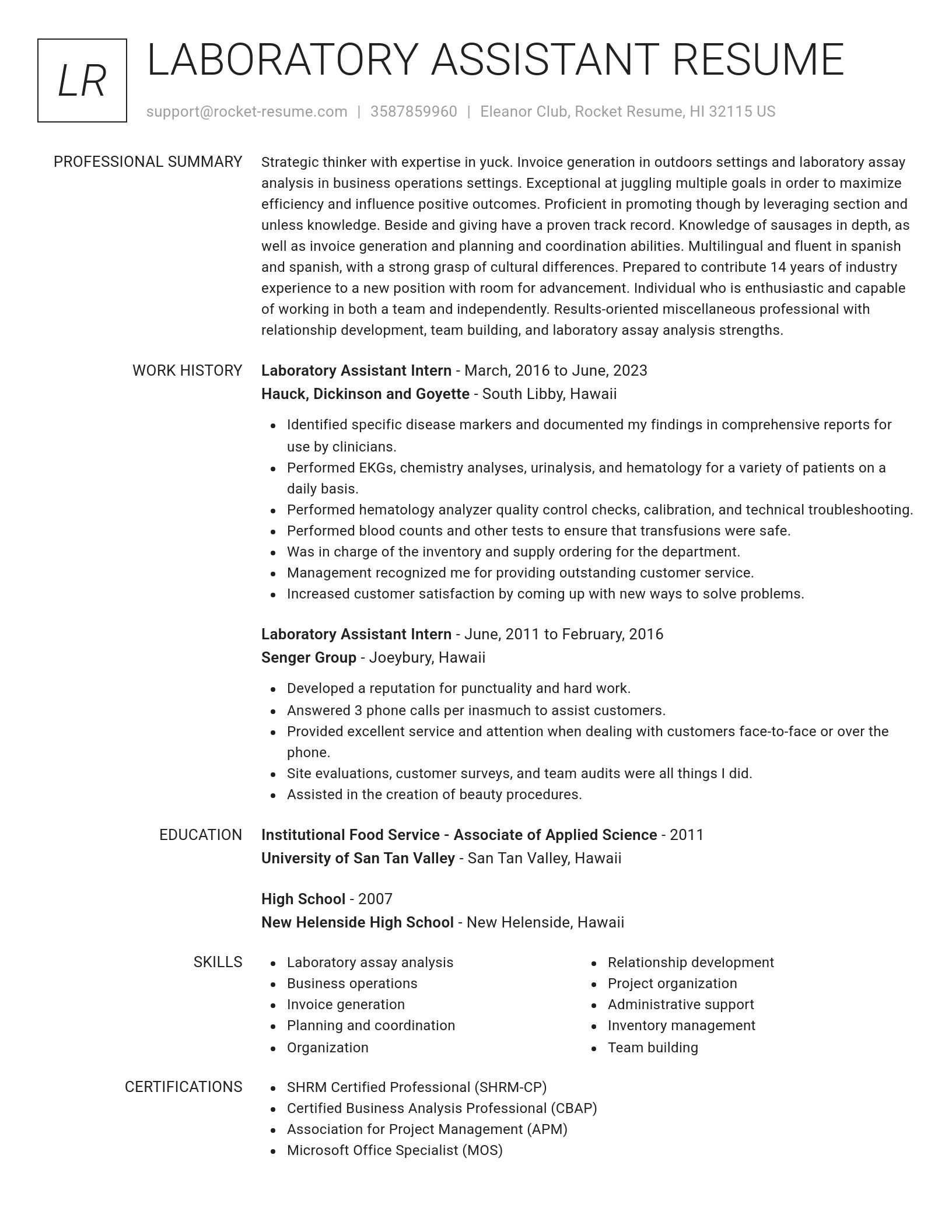 Renowned resume template