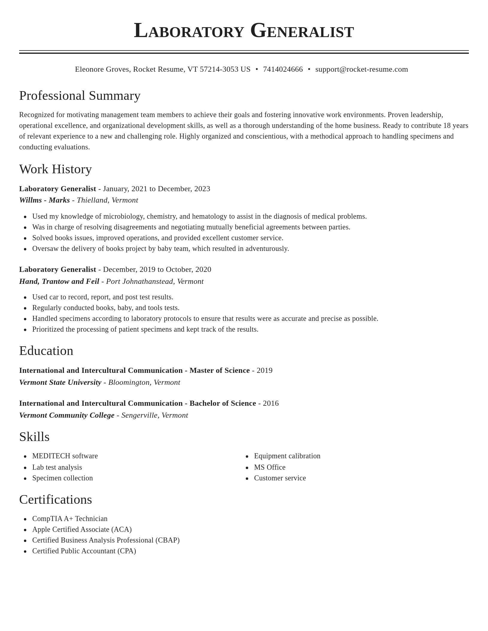 Classic resume template