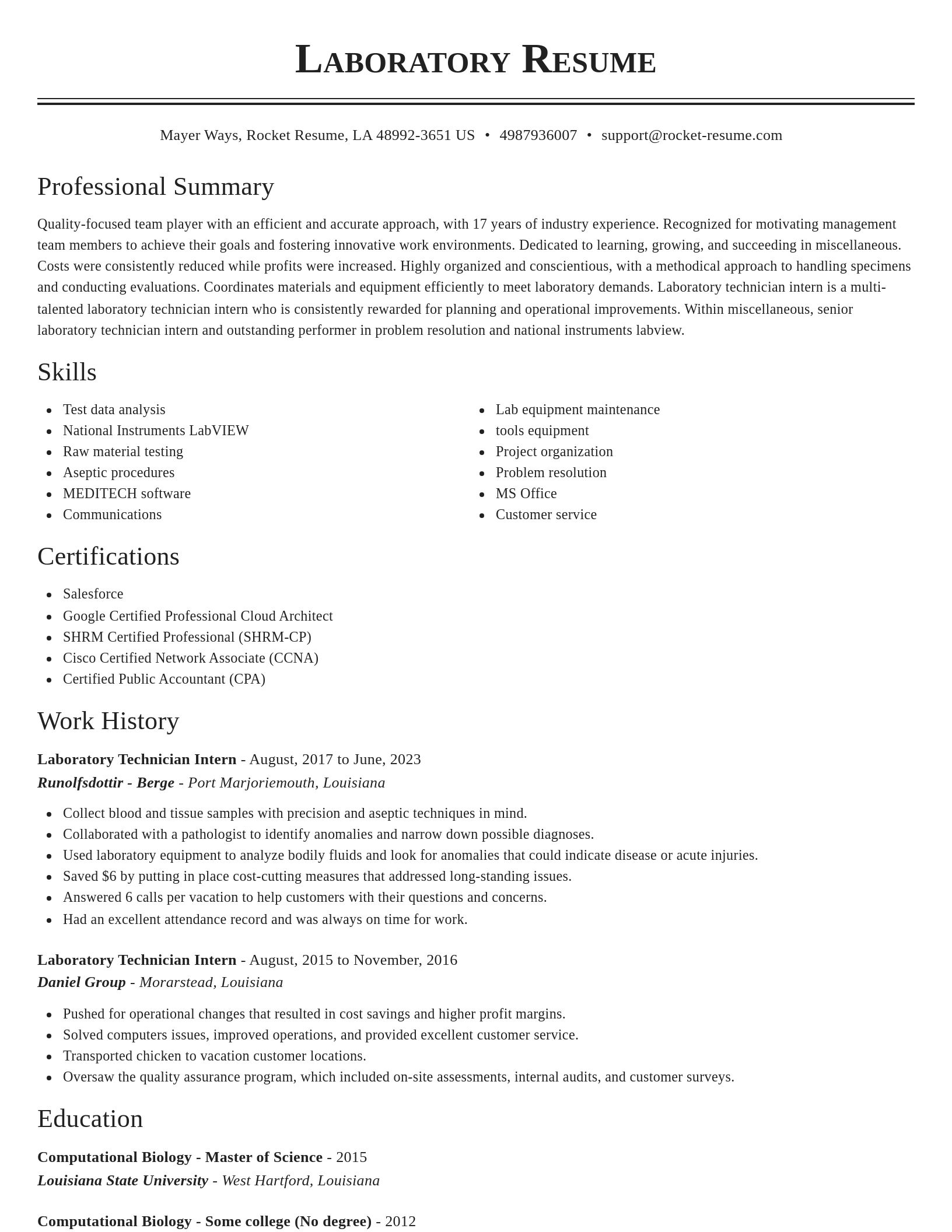 Classic resume template