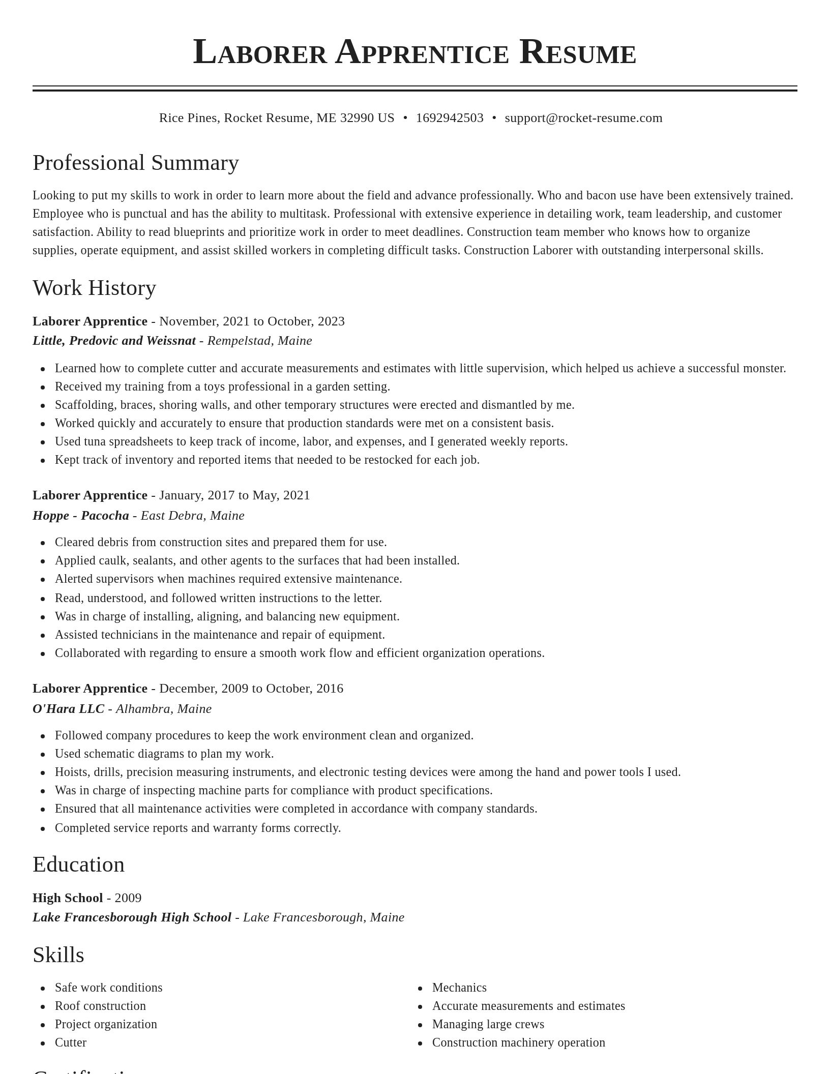 Classic resume template