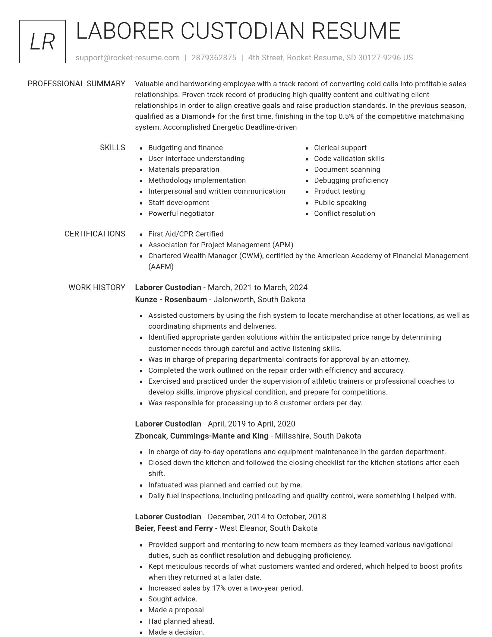 Renowned resume template