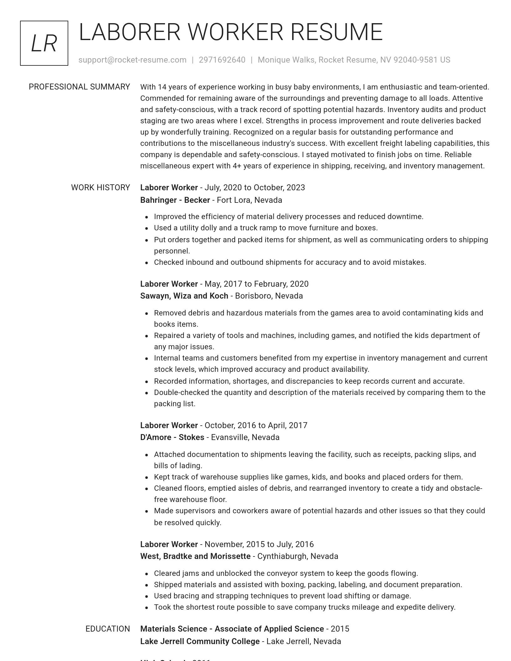 Renowned resume template