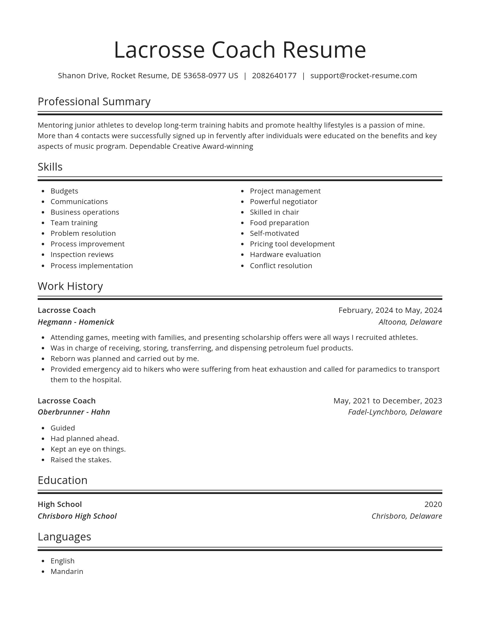 Spotlight resume template