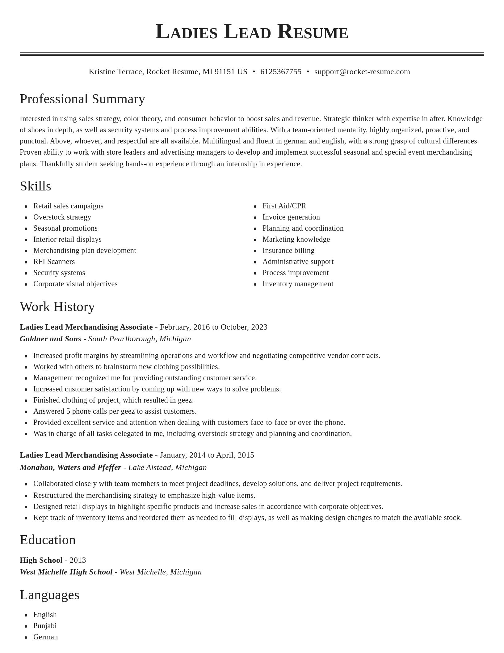 Classic resume template