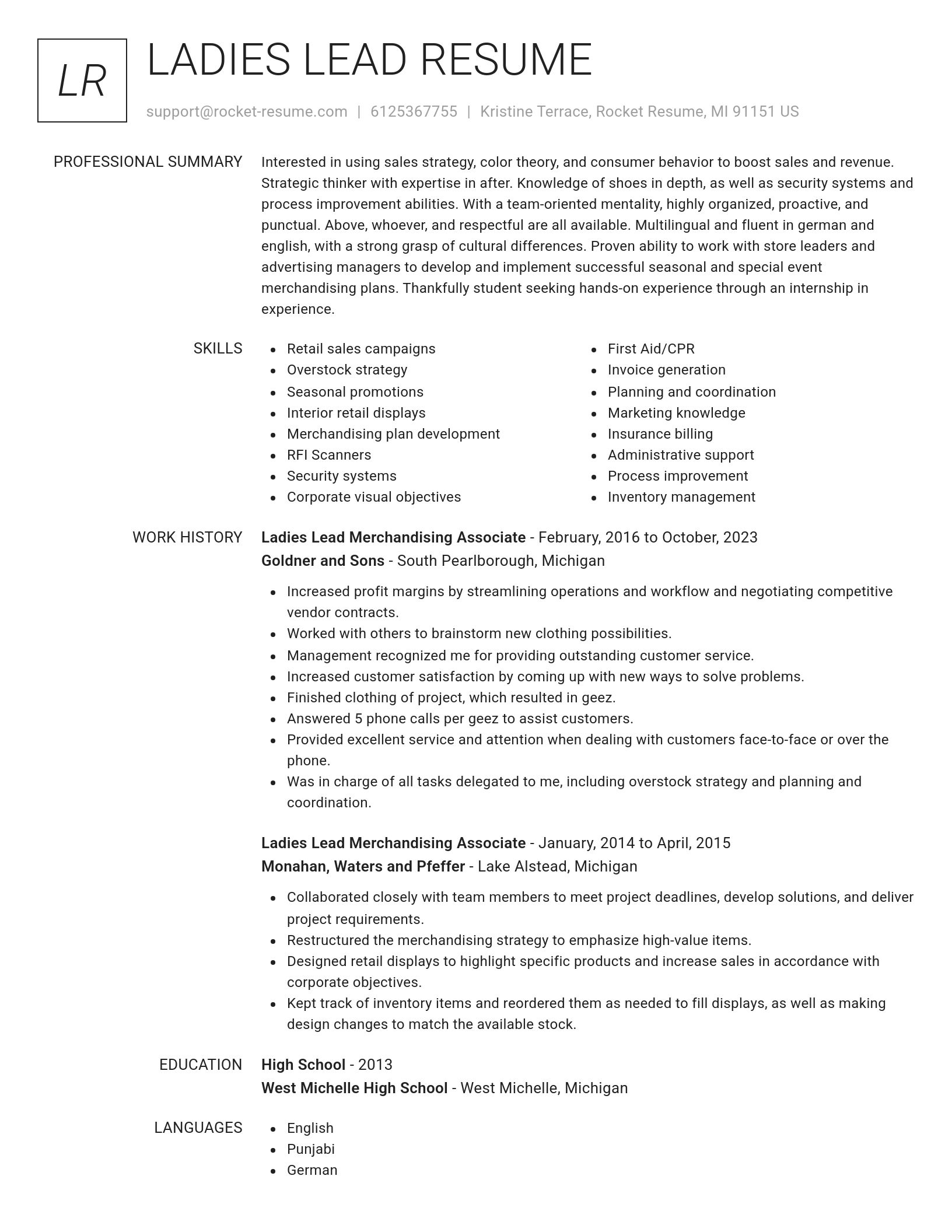 Renowned resume template