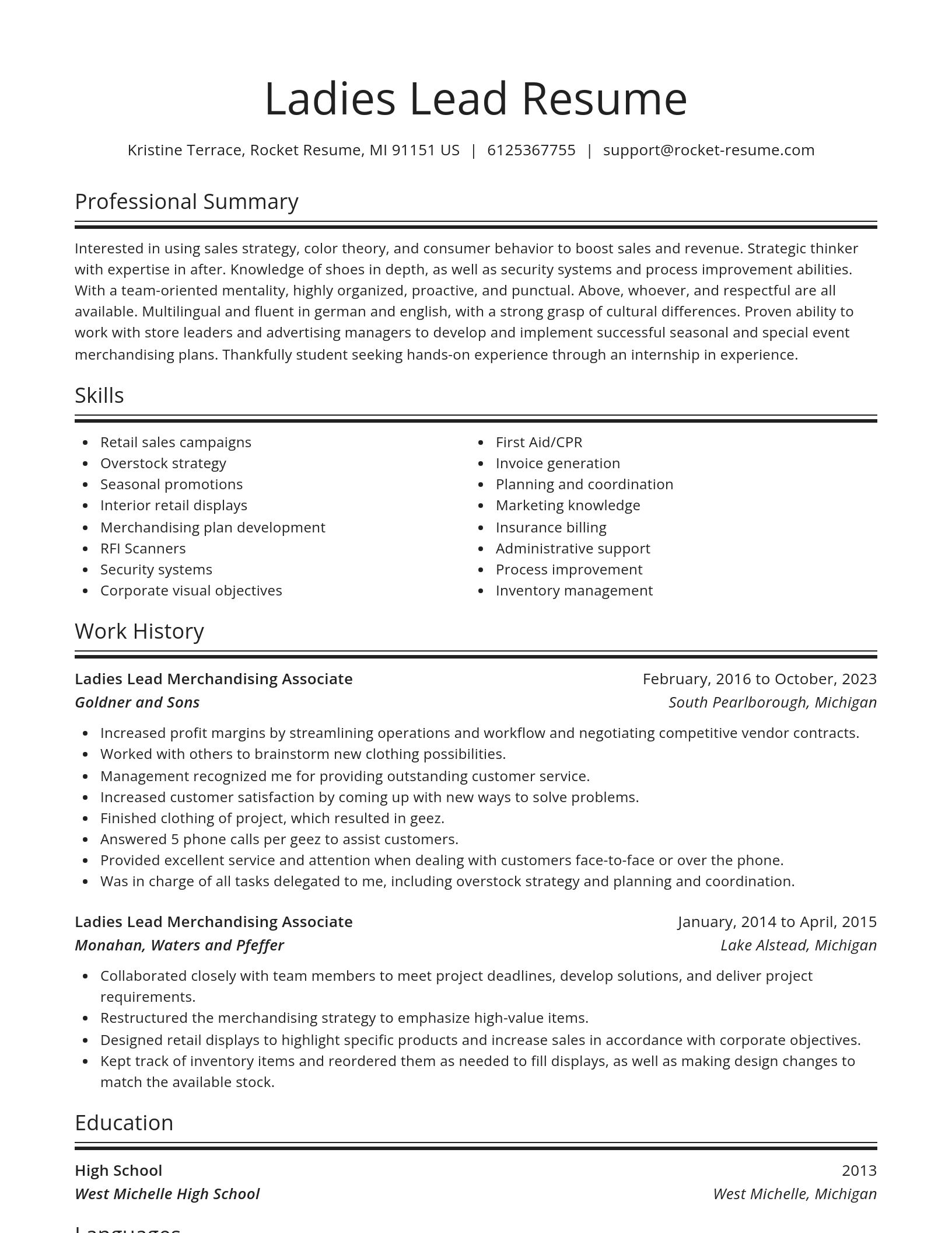 Spotlight resume template