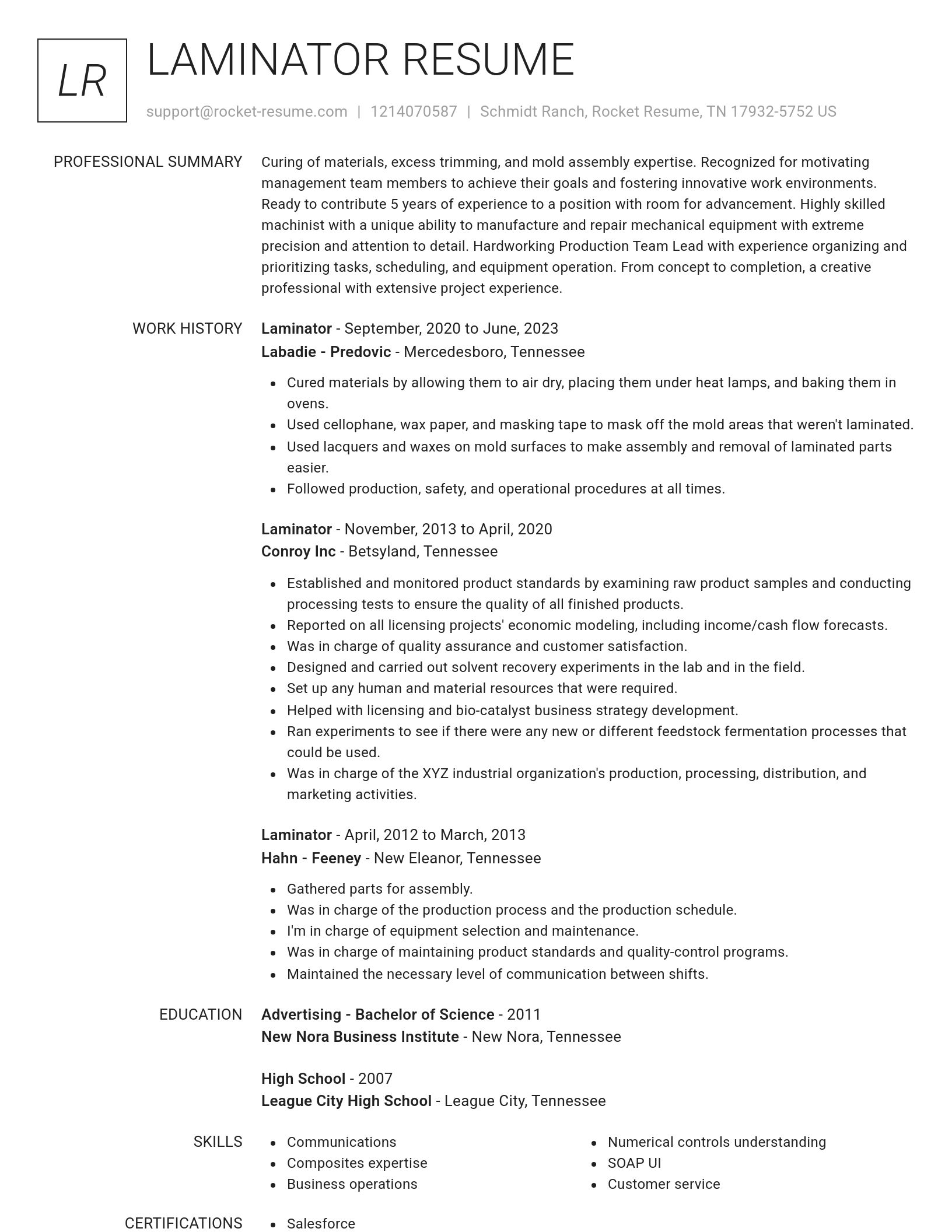 Renowned resume template