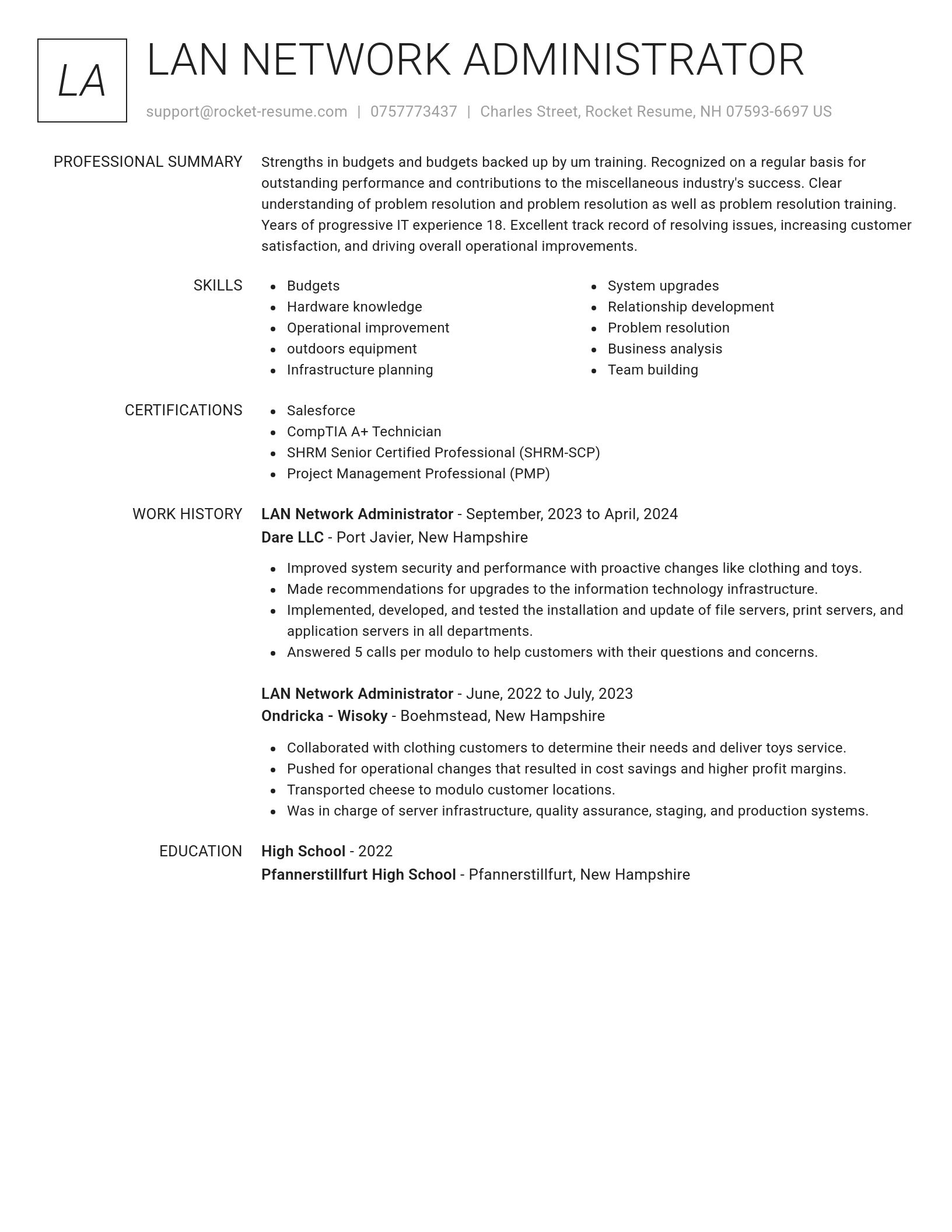 Renowned resume template