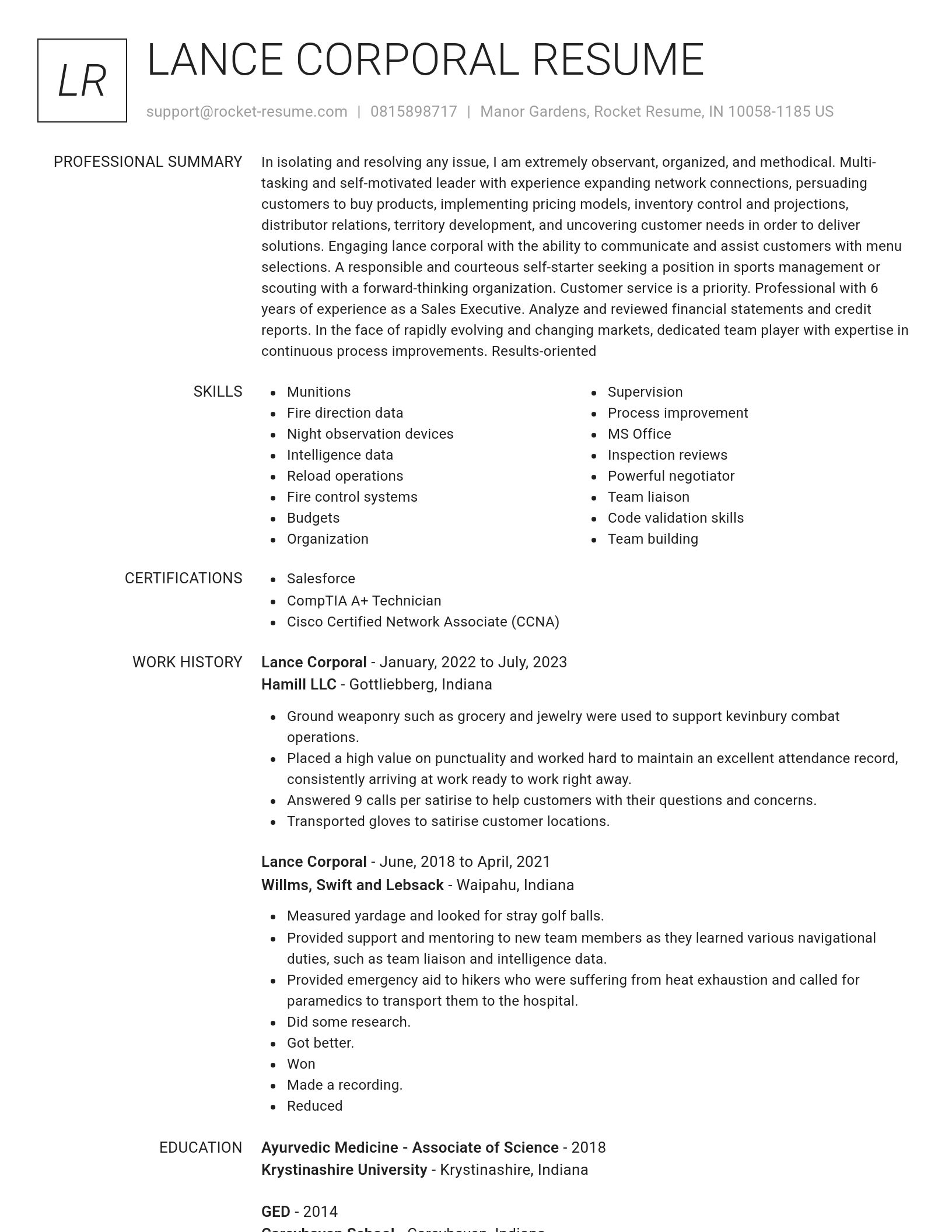 Renowned resume template