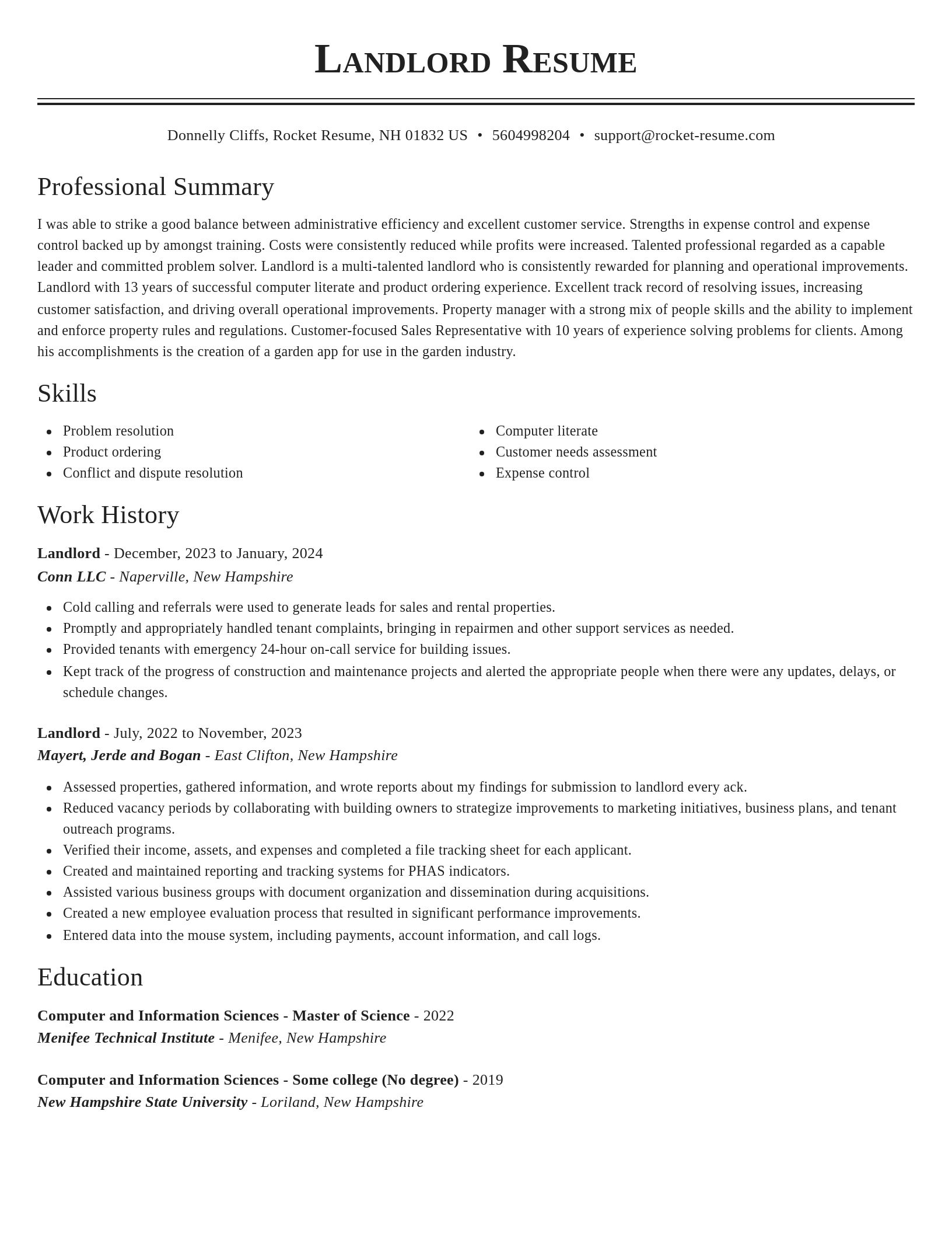 Classic resume template