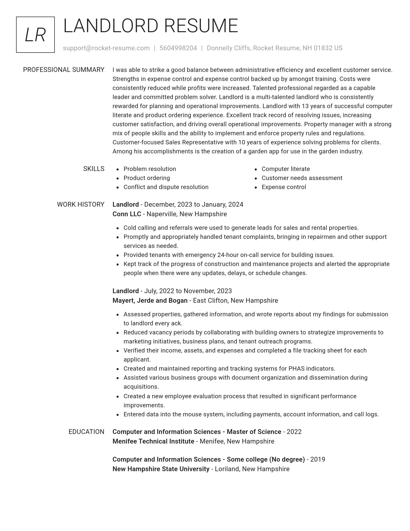 Renowned resume template