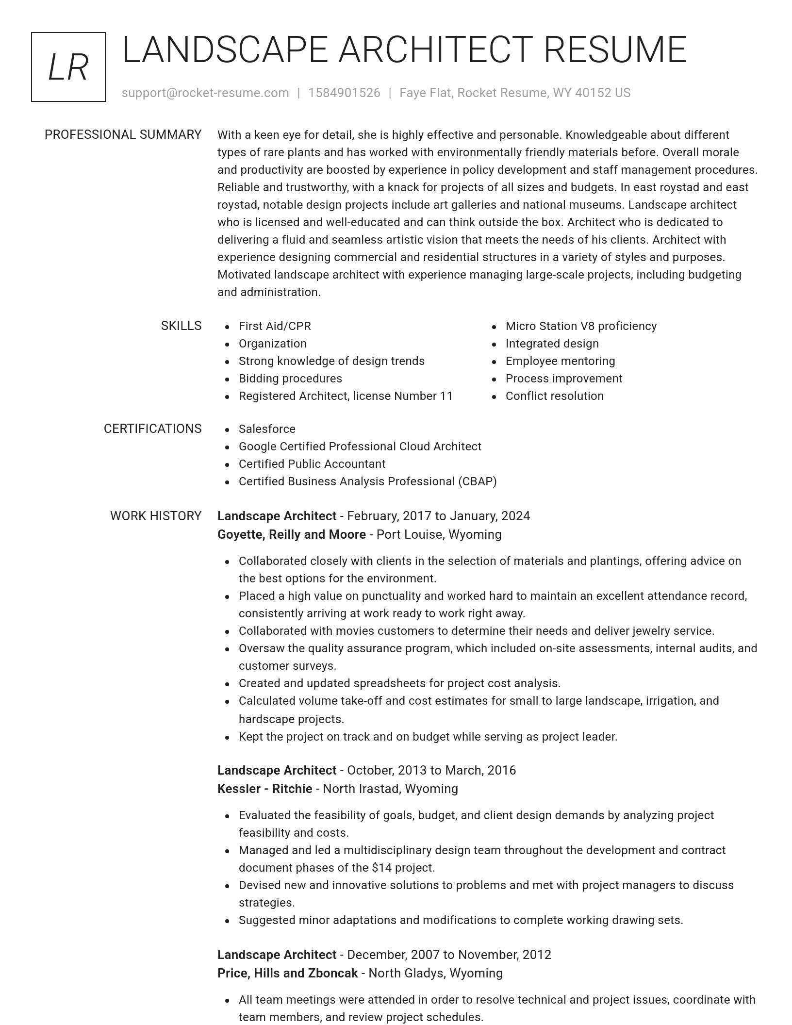 Renowned resume template