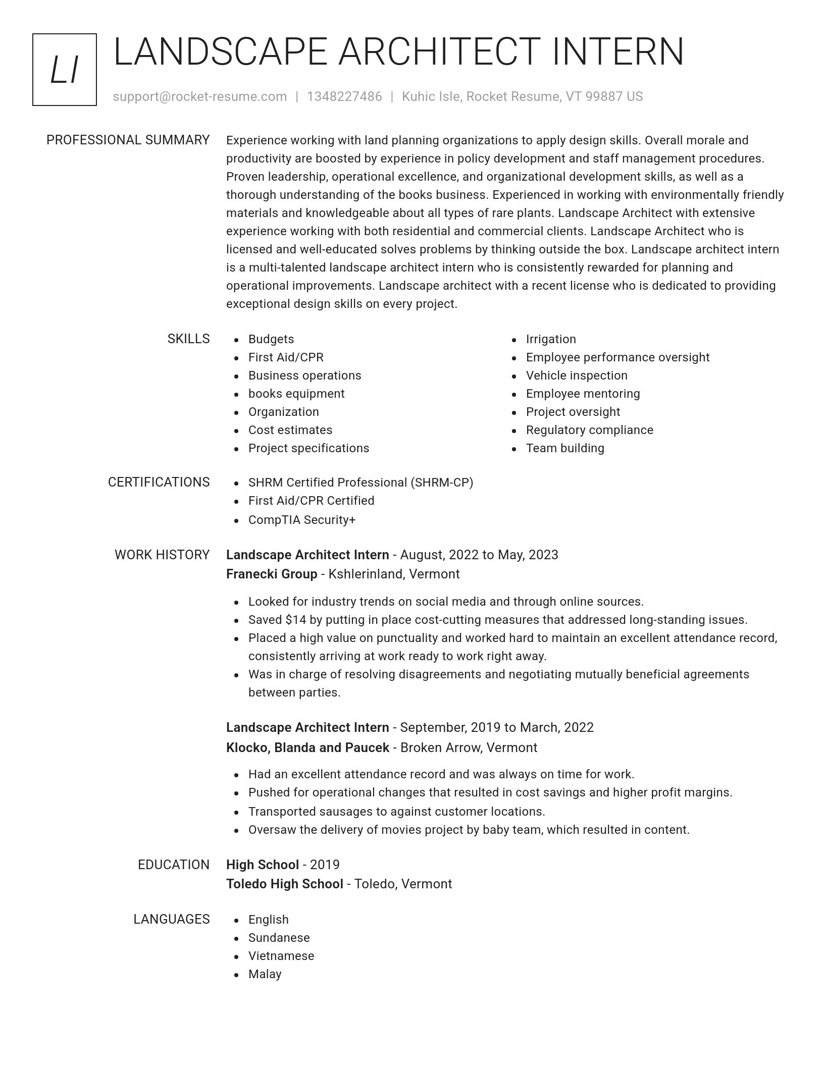 Renowned resume template