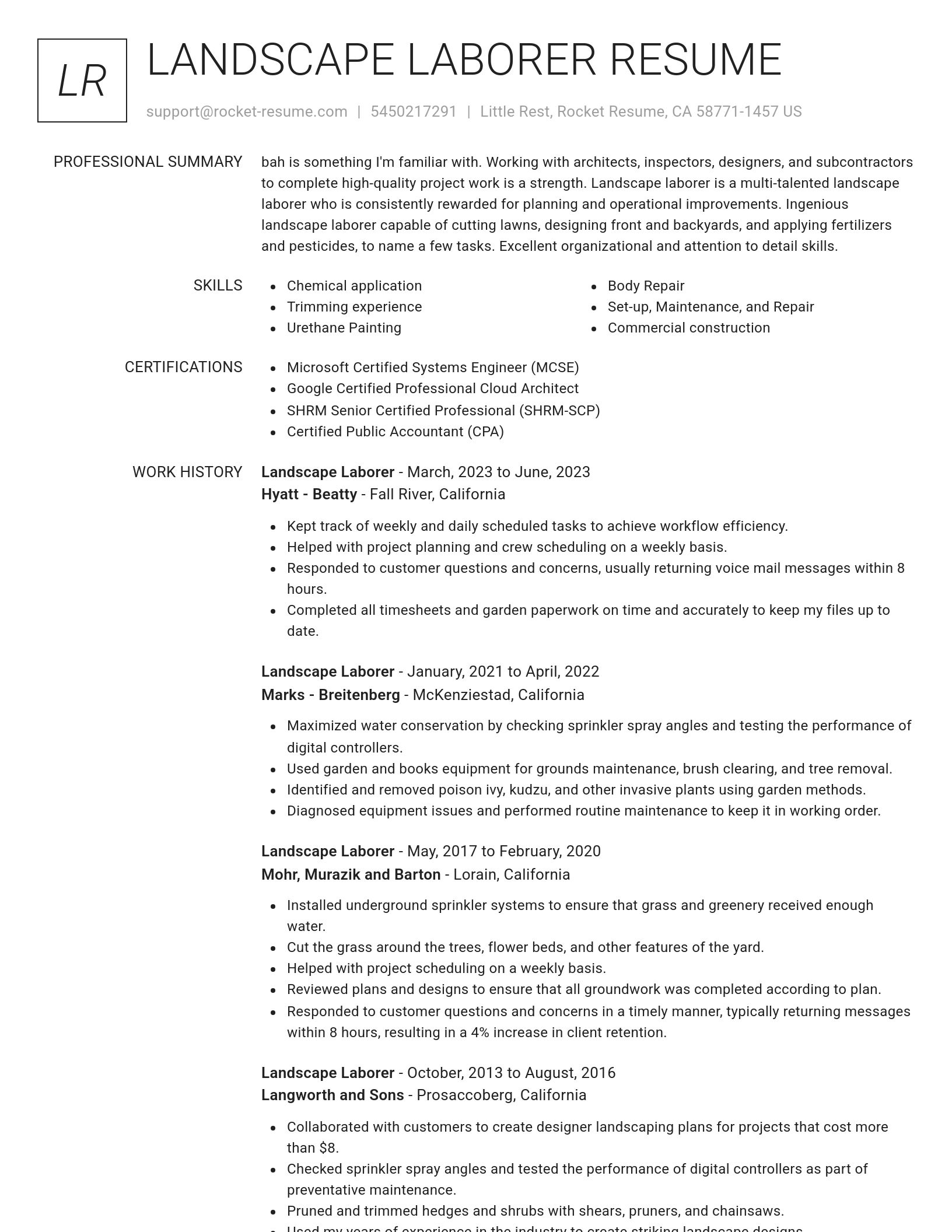 Renowned resume template