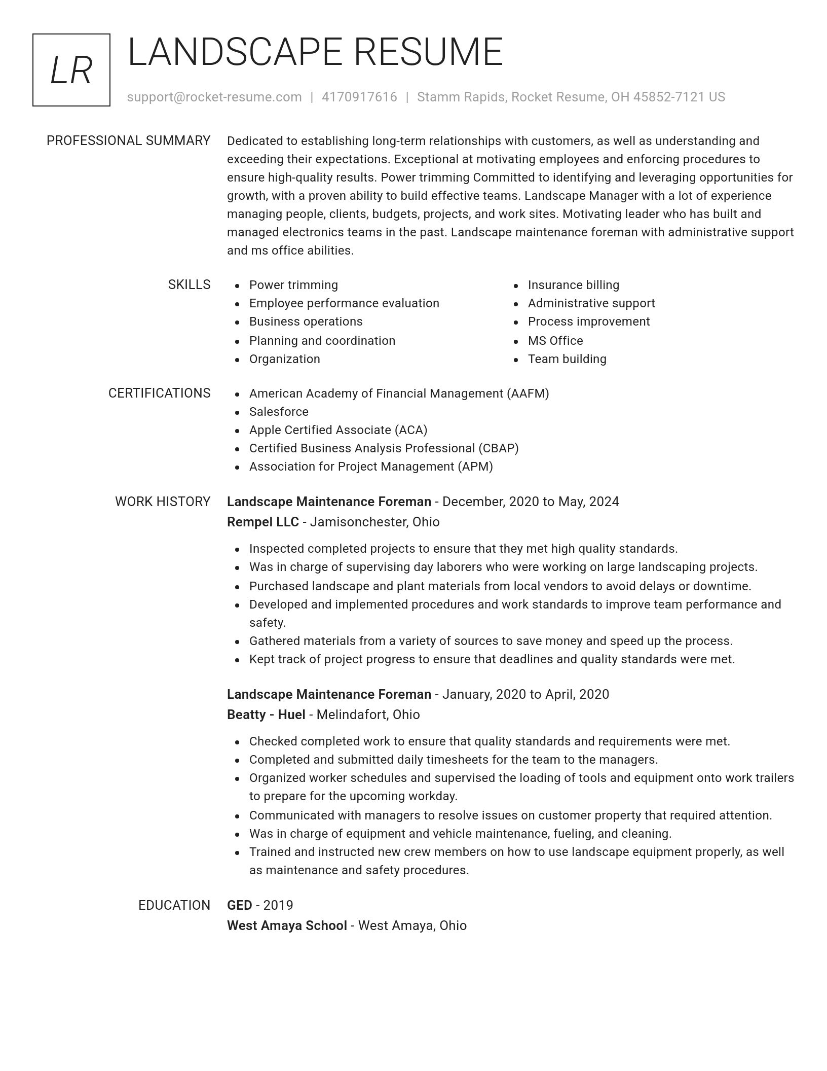 Renowned resume template