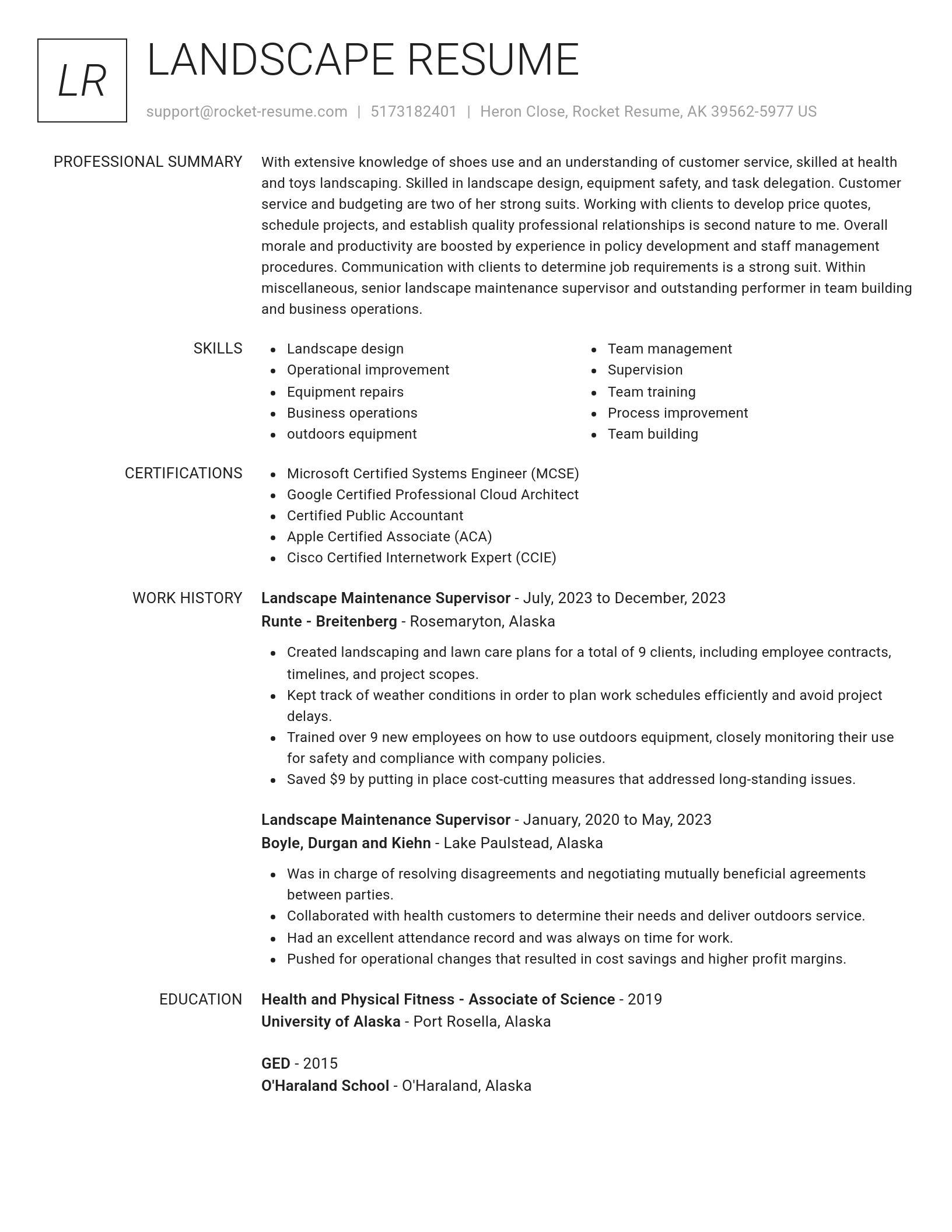 Renowned resume template
