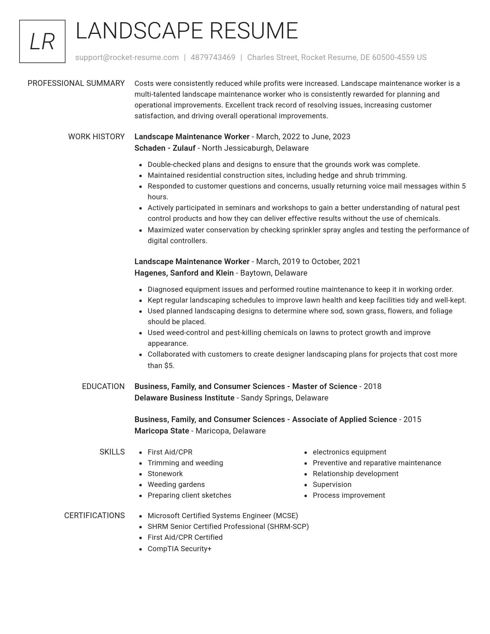 Renowned resume template