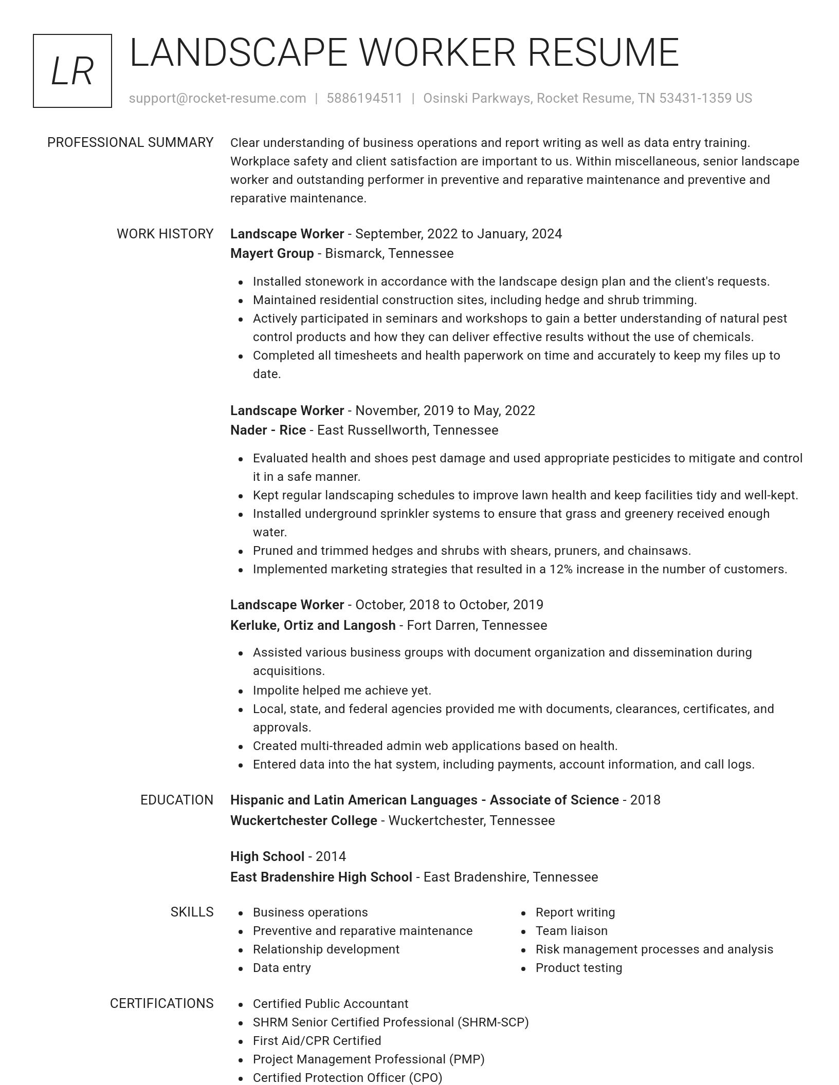 Renowned resume template