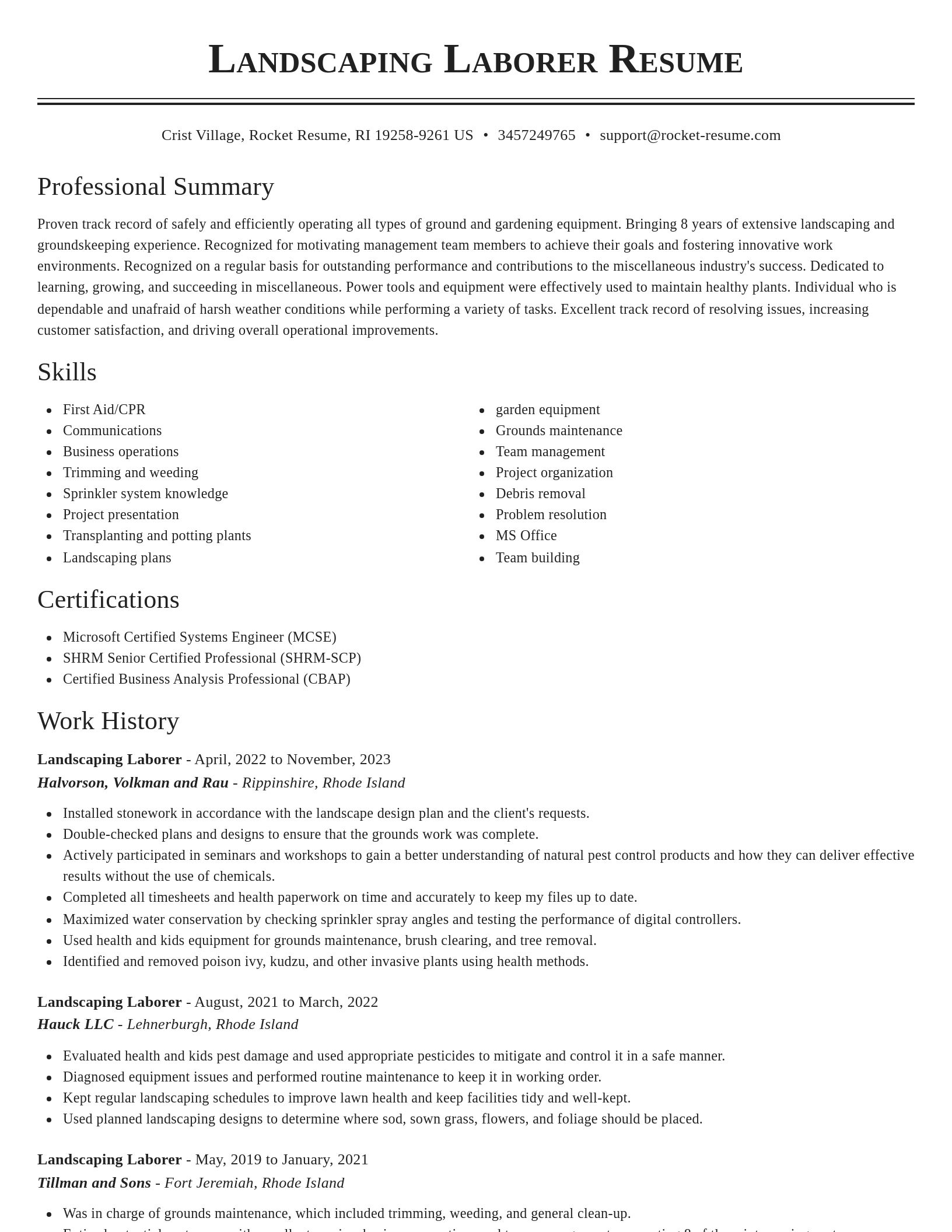 Classic resume template