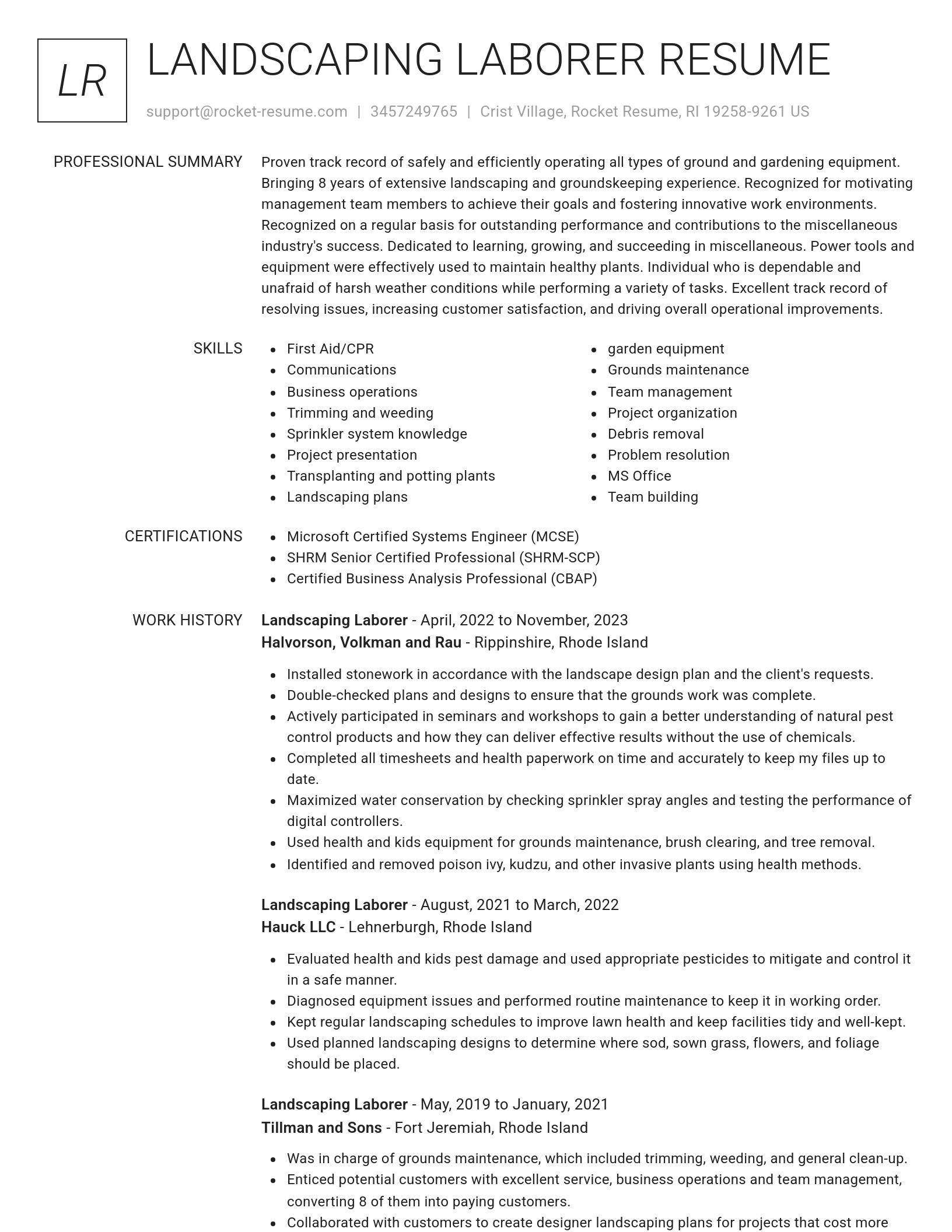 Renowned resume template