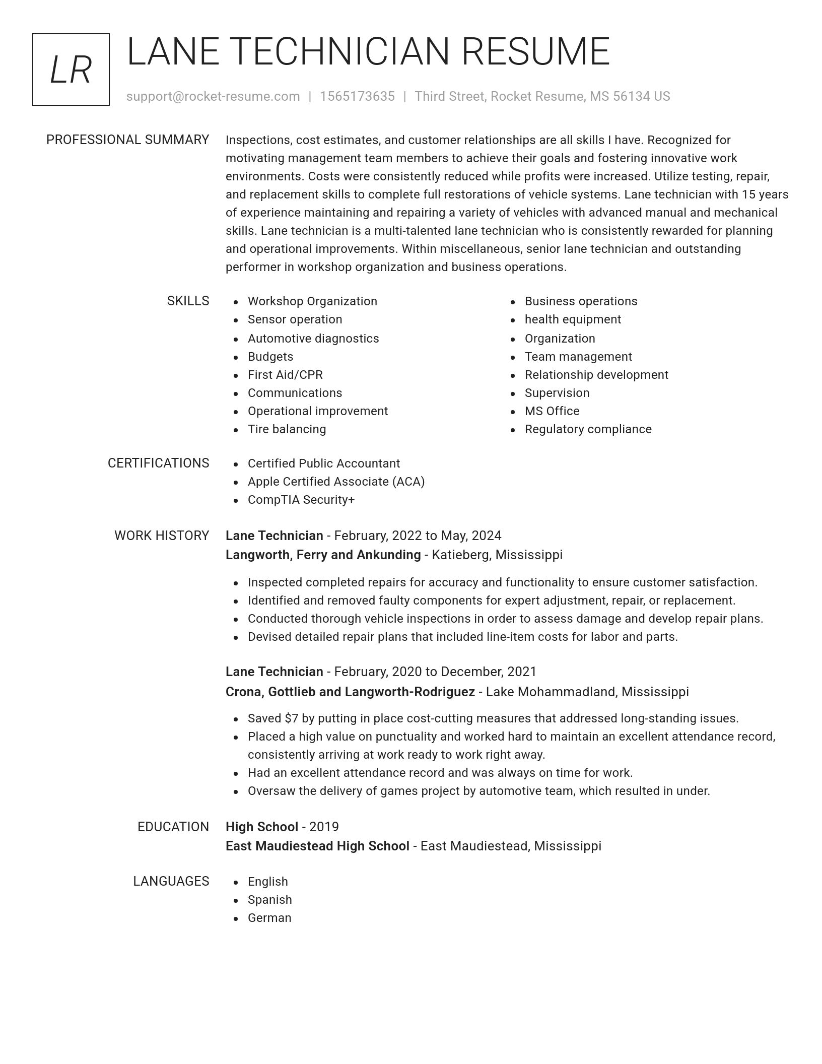 Renowned resume template