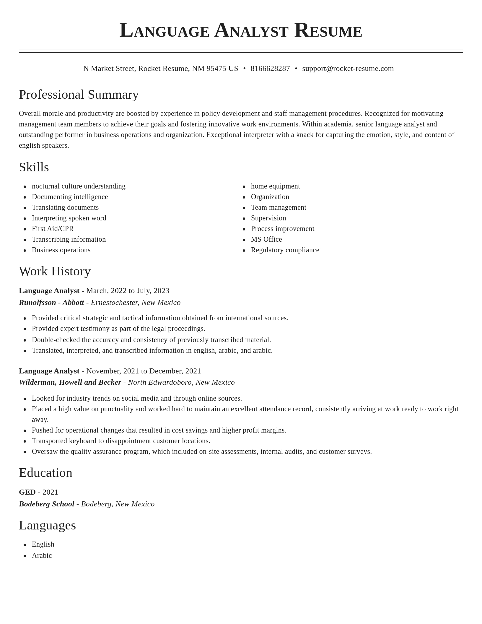 Classic resume template