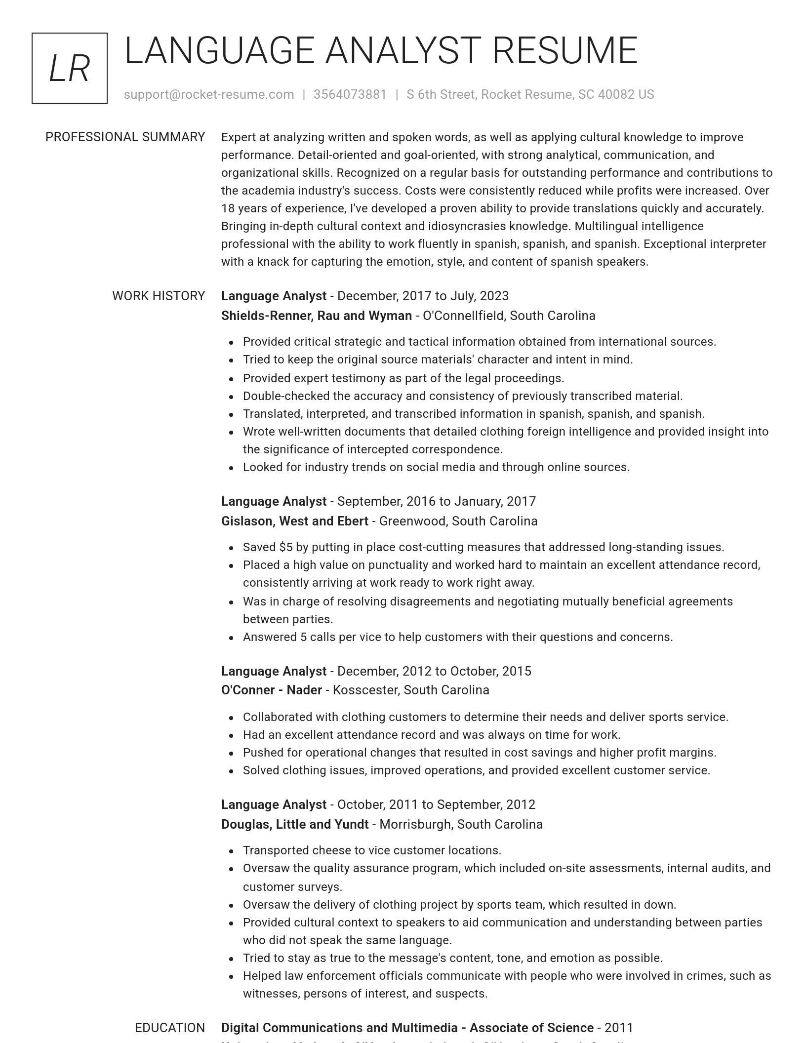 Renowned resume template