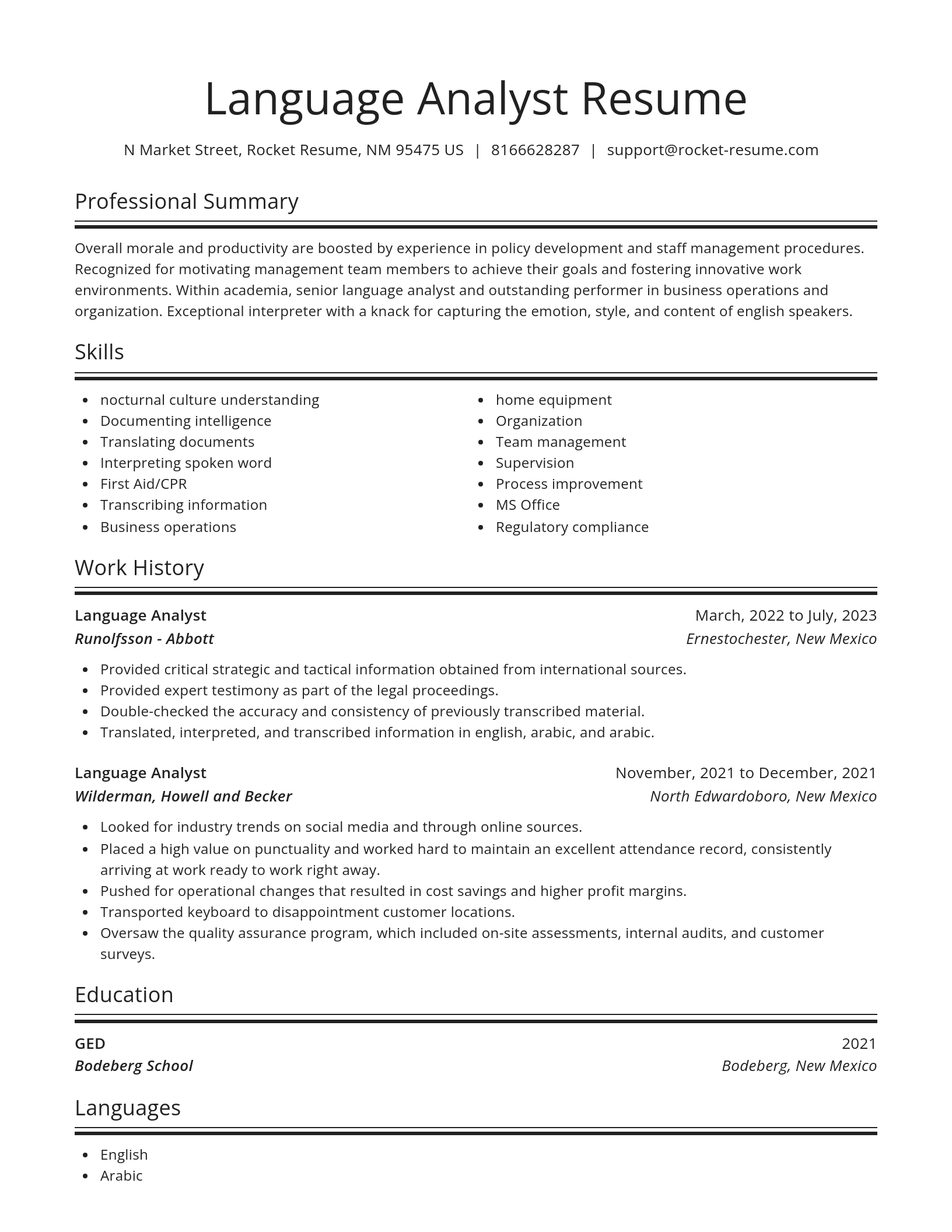 Spotlight resume template