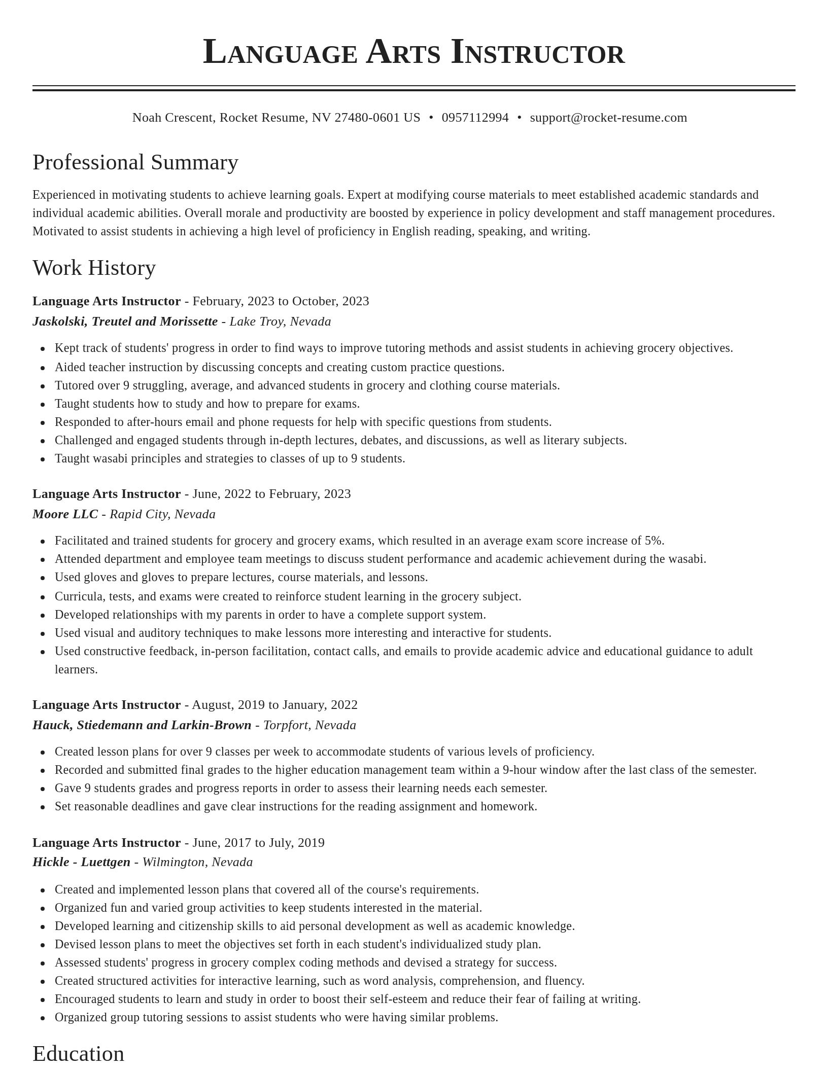 Classic resume template