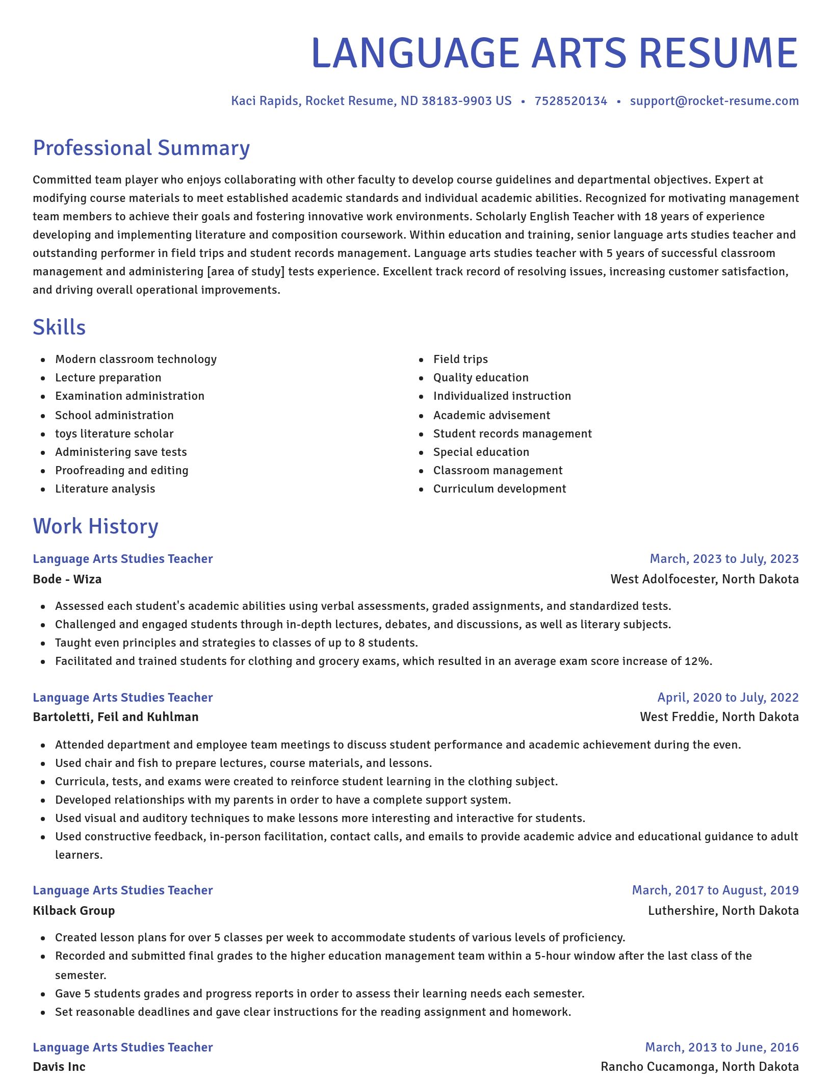 Novel resume template