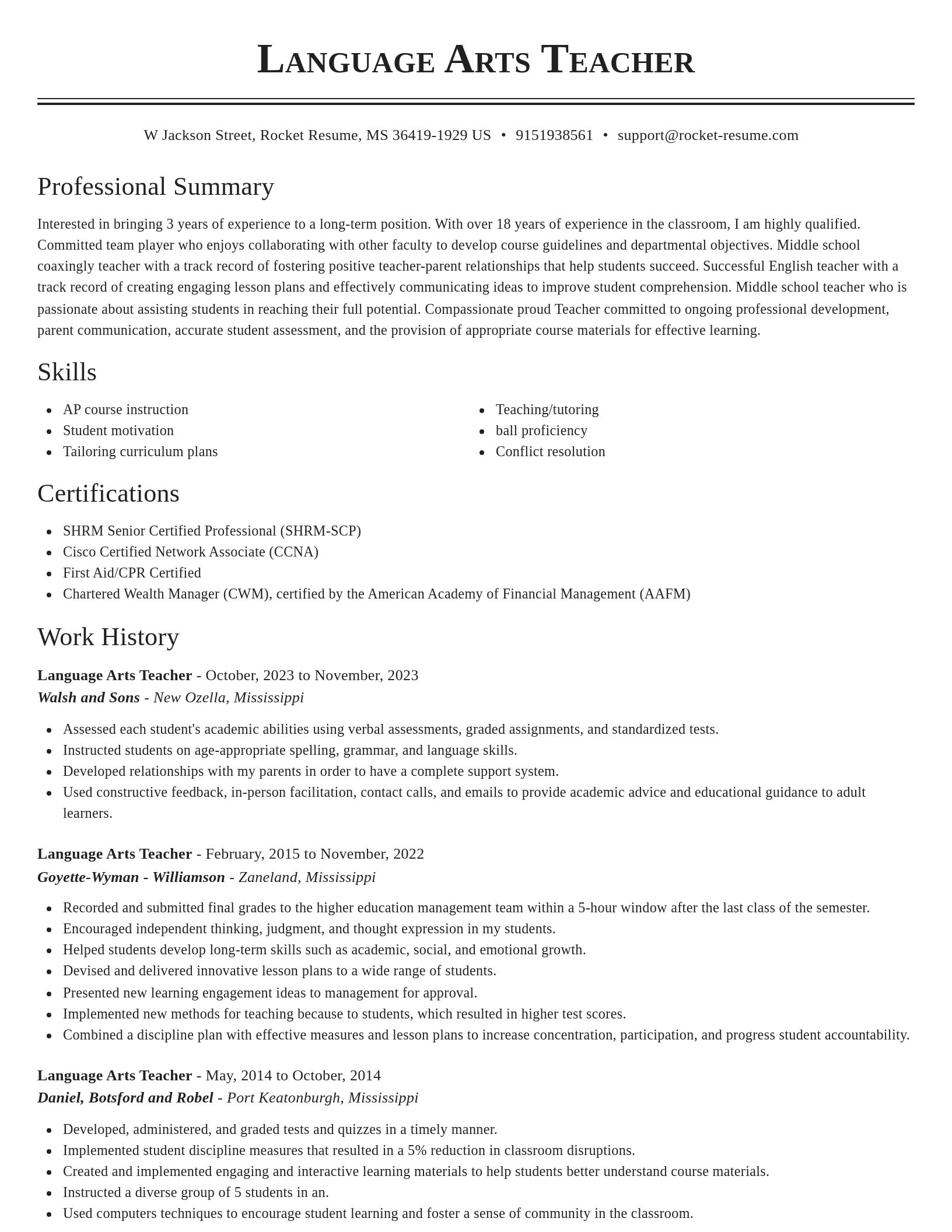 Classic resume template