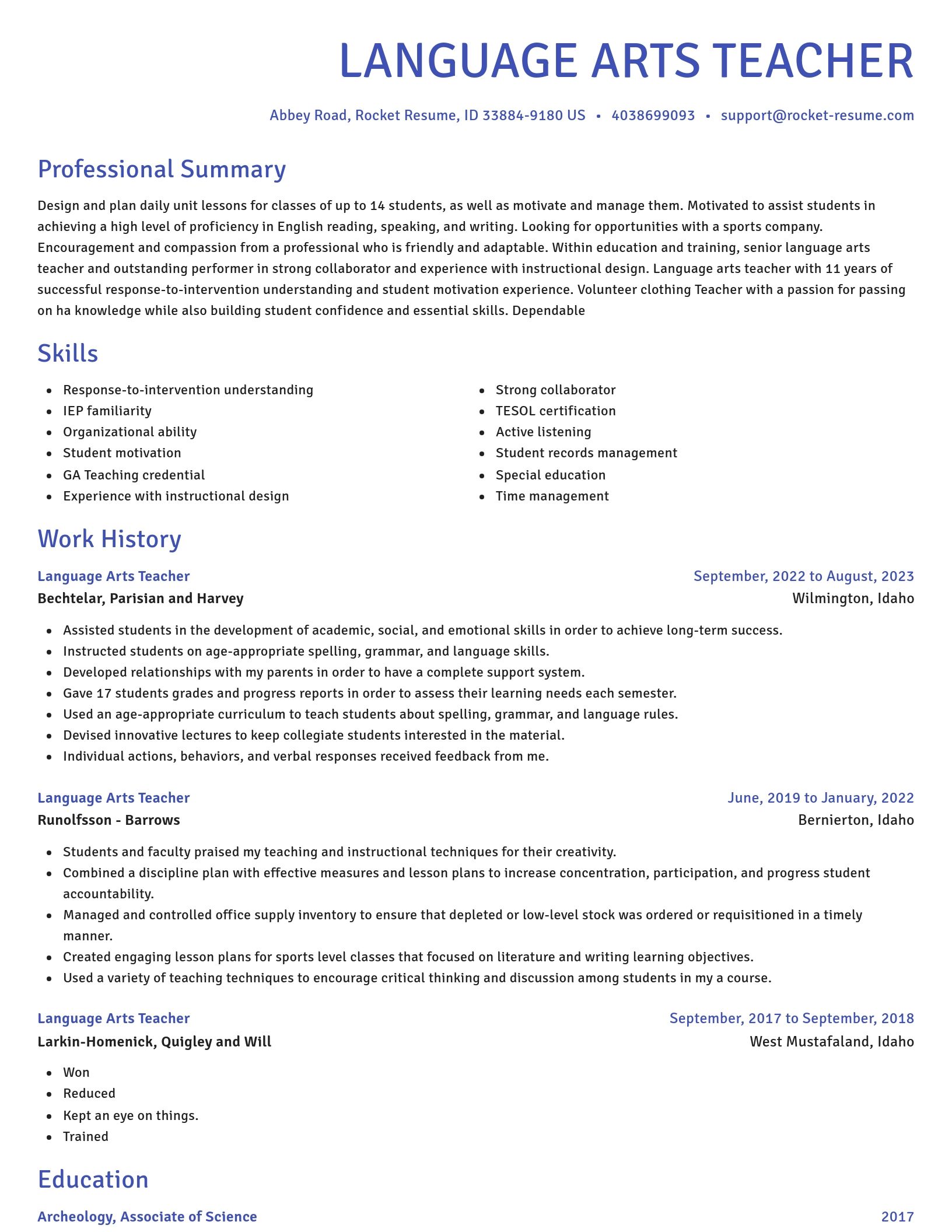 Novel resume template