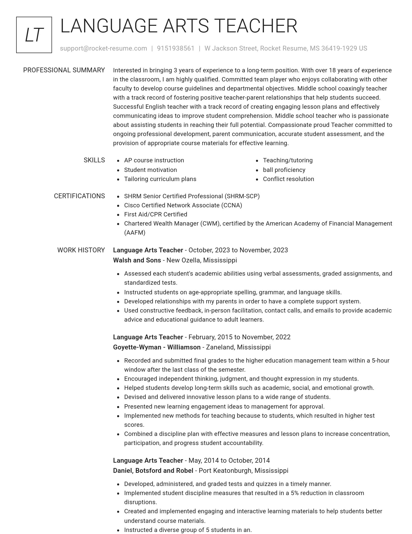 Renowned resume template