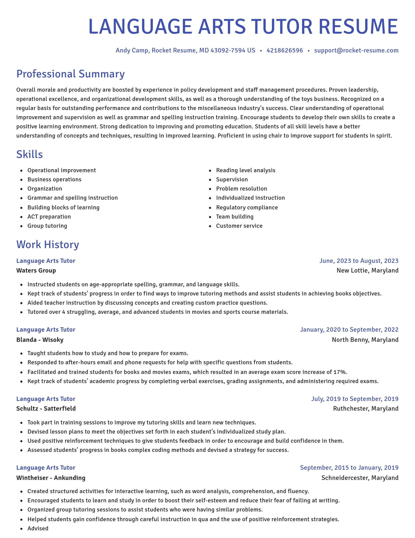 Novel resume template
