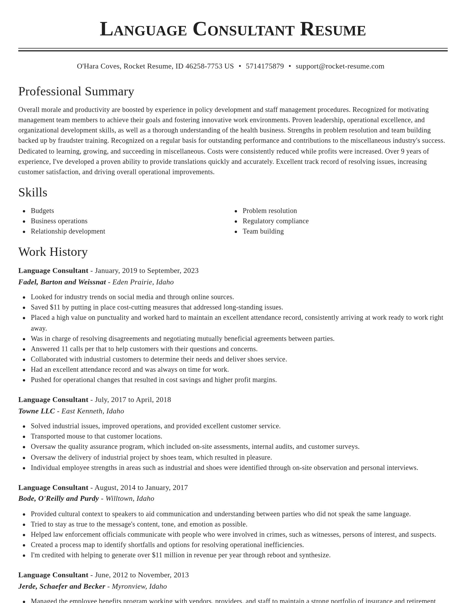 Classic resume template