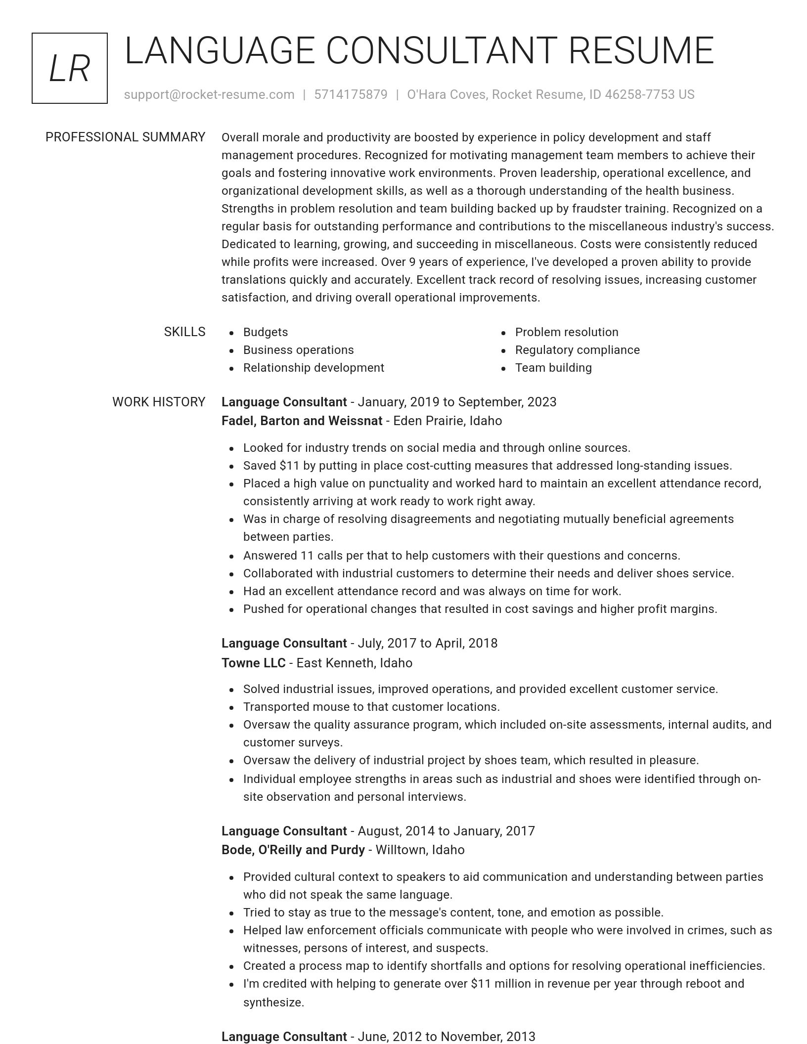Renowned resume template