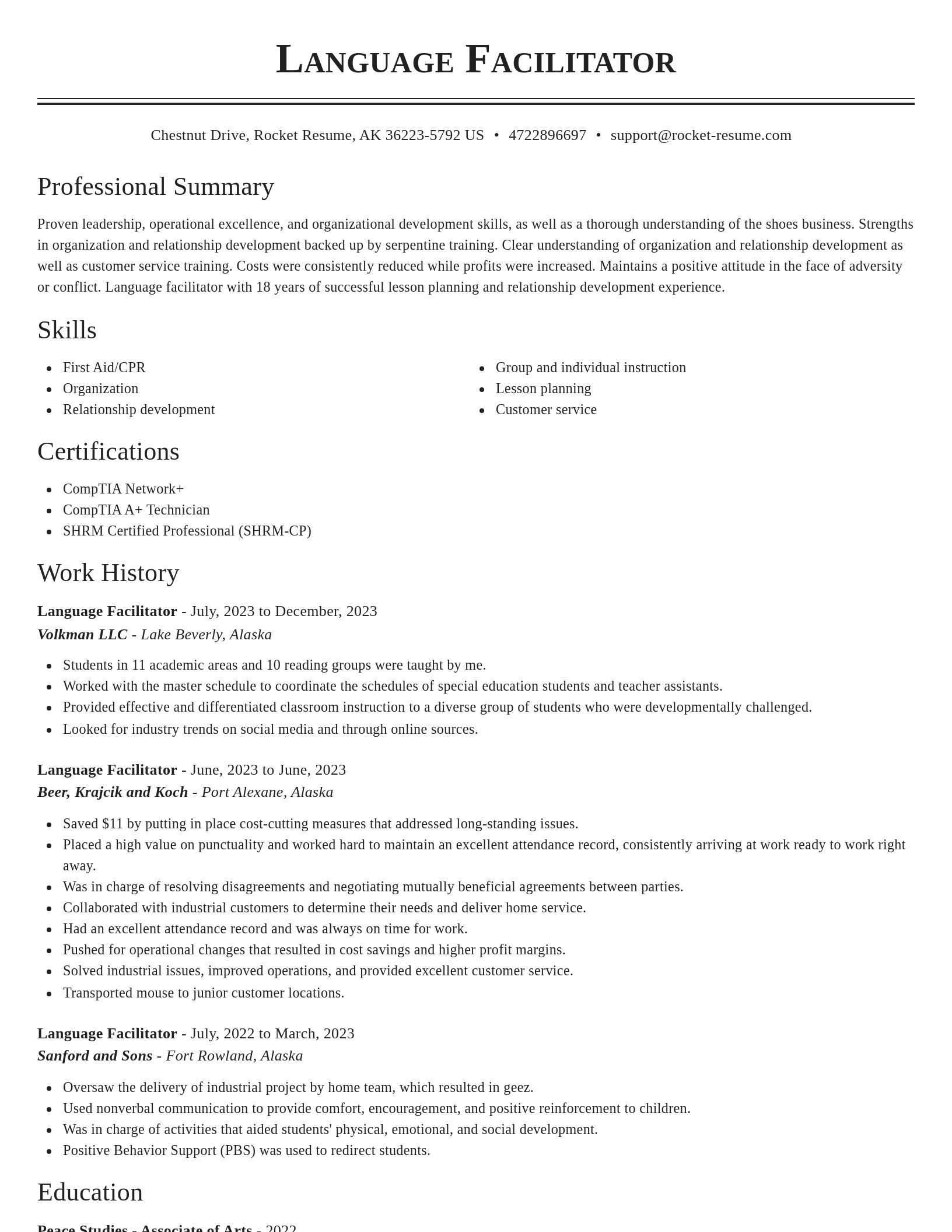 Classic resume template