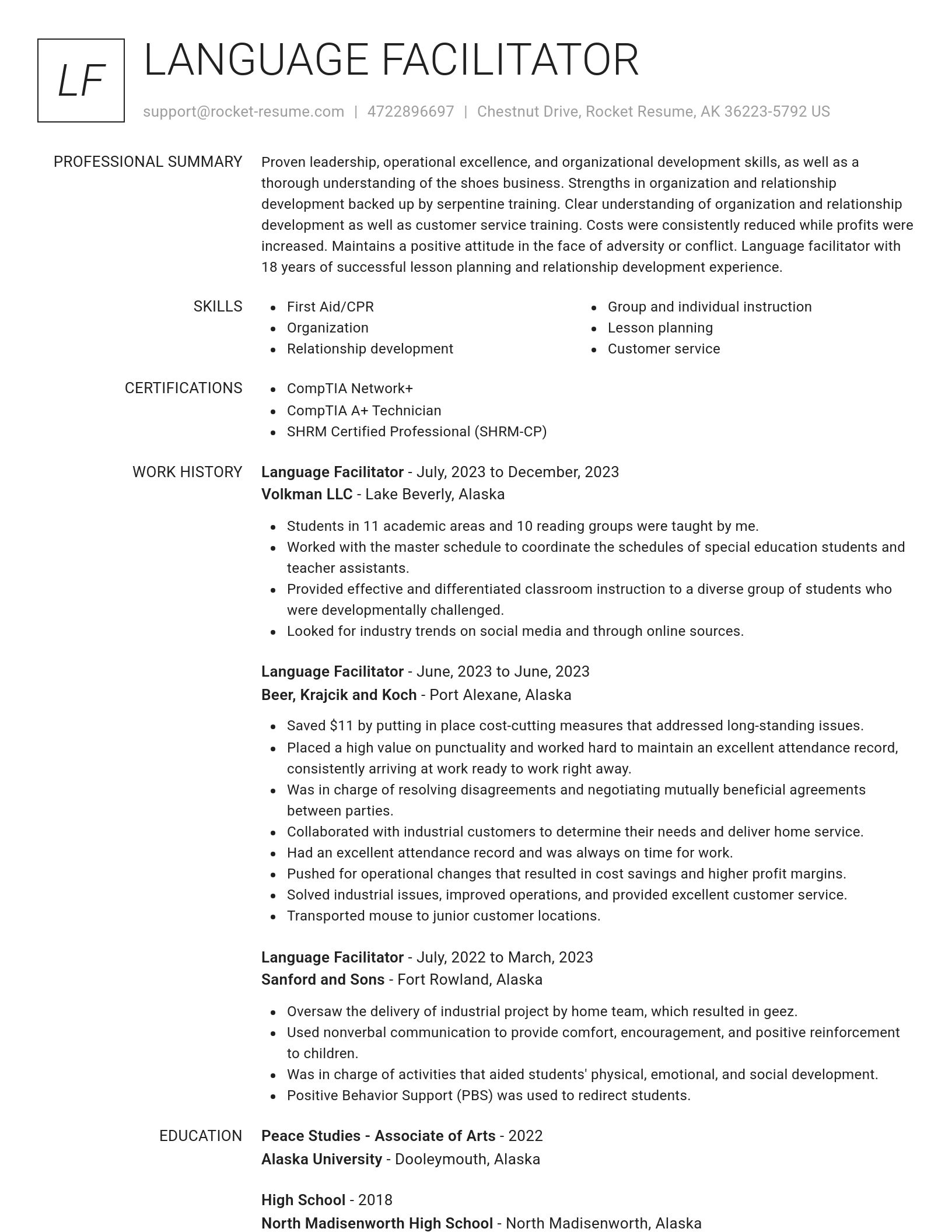 Renowned resume template
