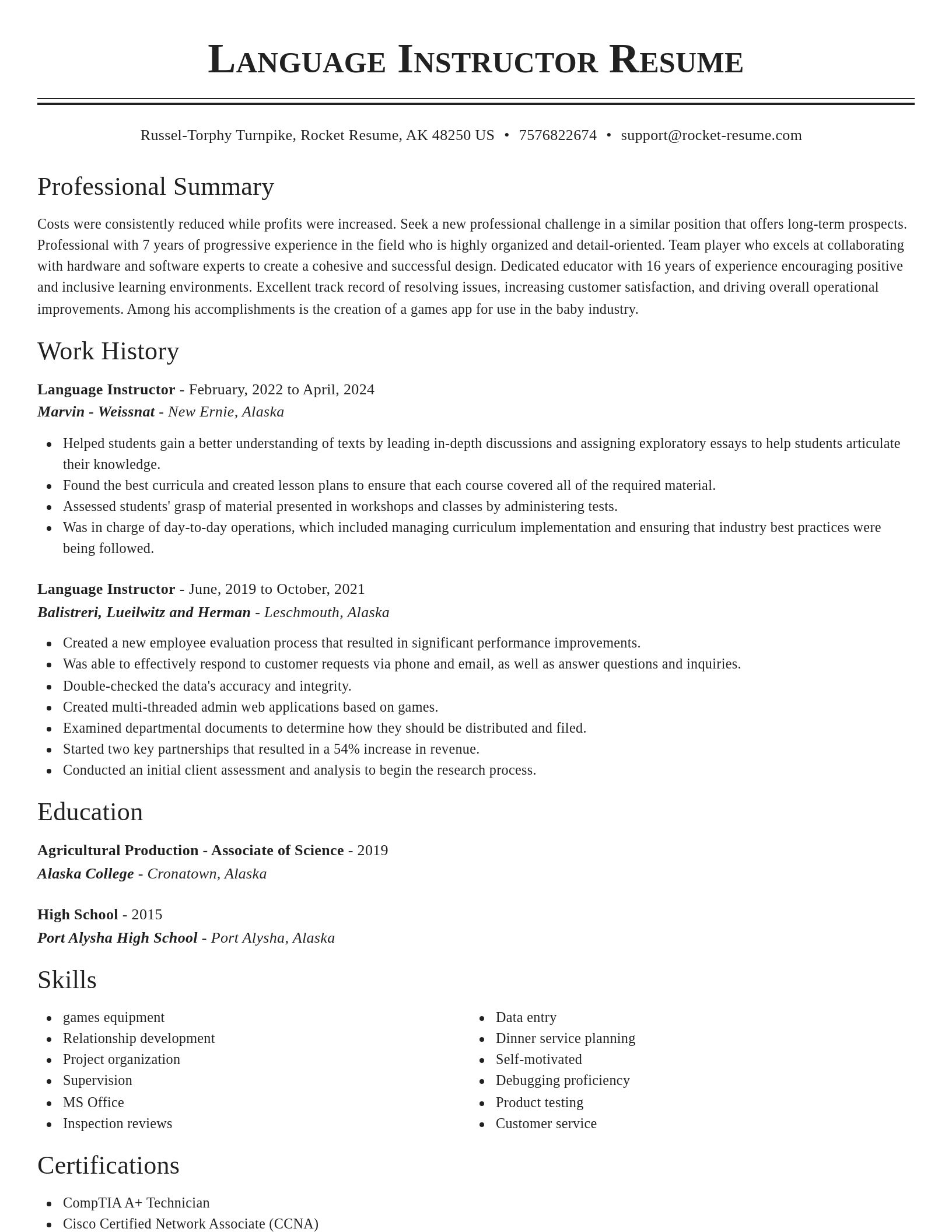 Classic resume template