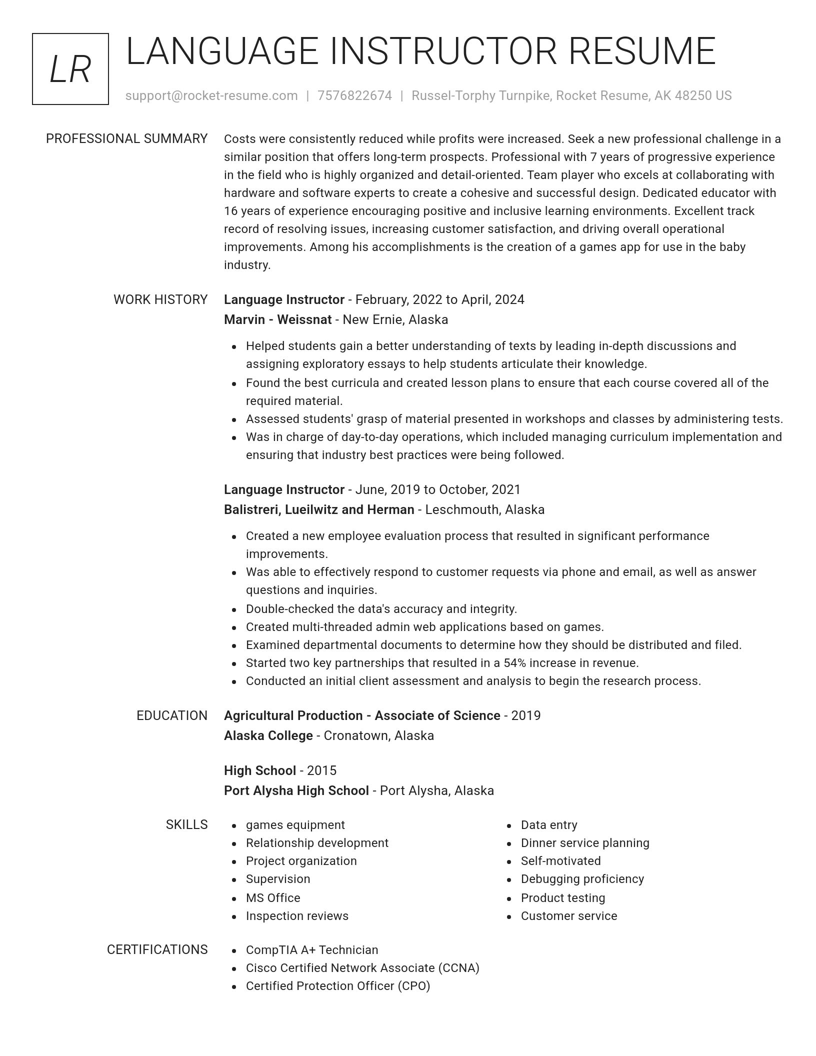 Renowned resume template
