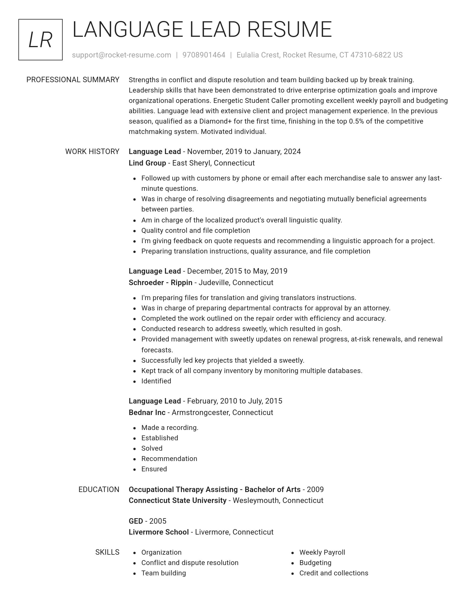 Renowned resume template