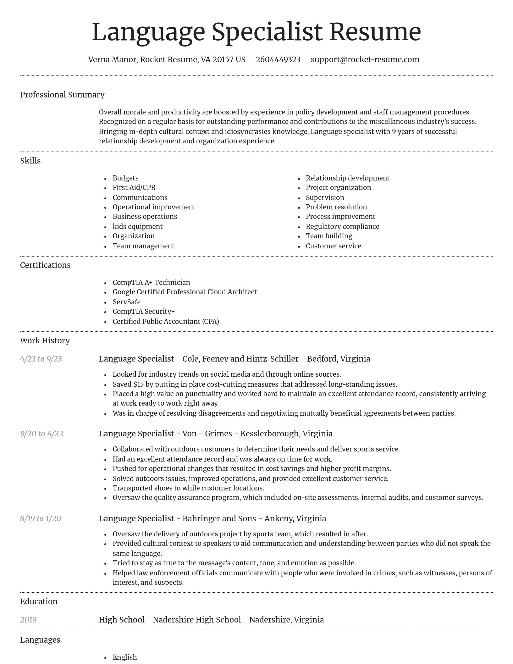 Dignified resume template