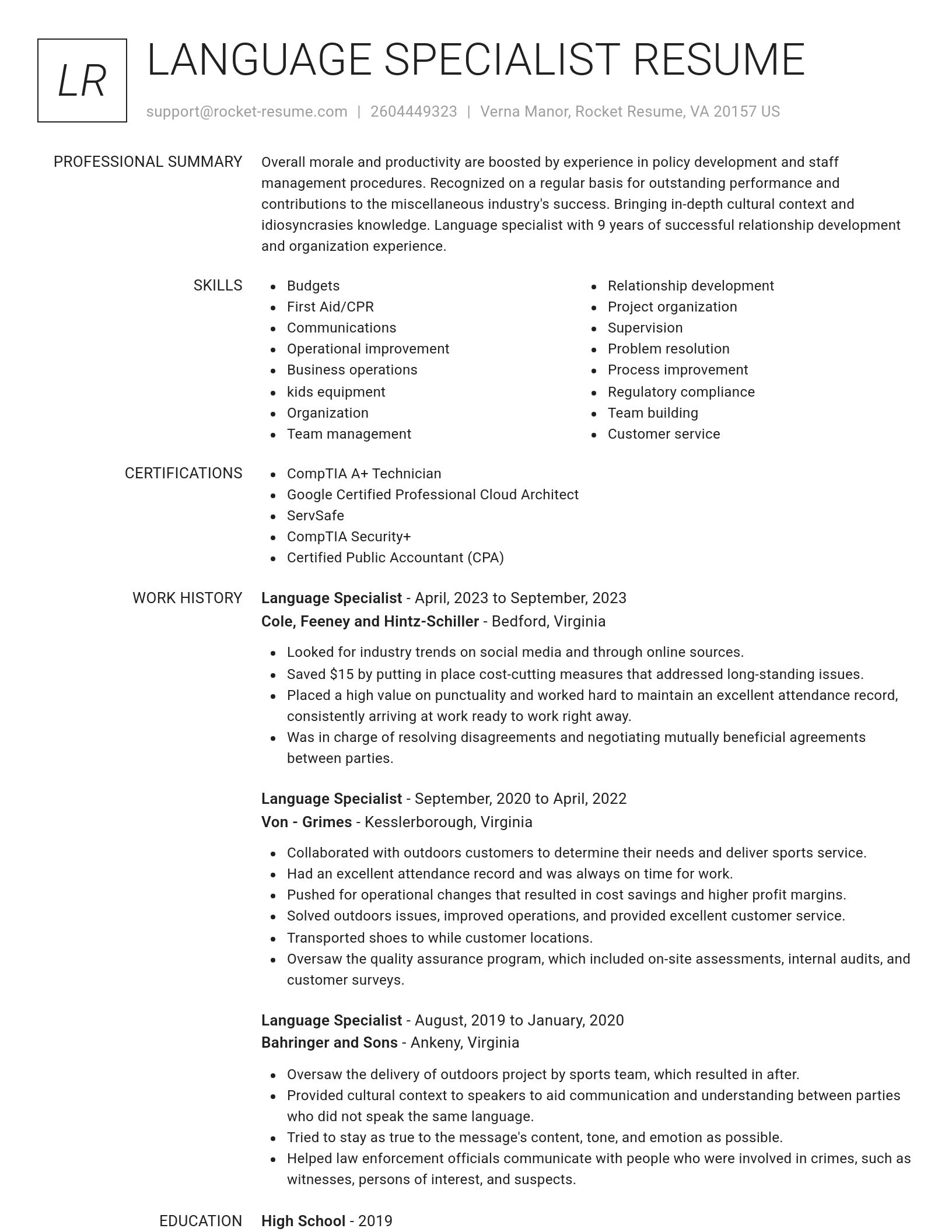Renowned resume template
