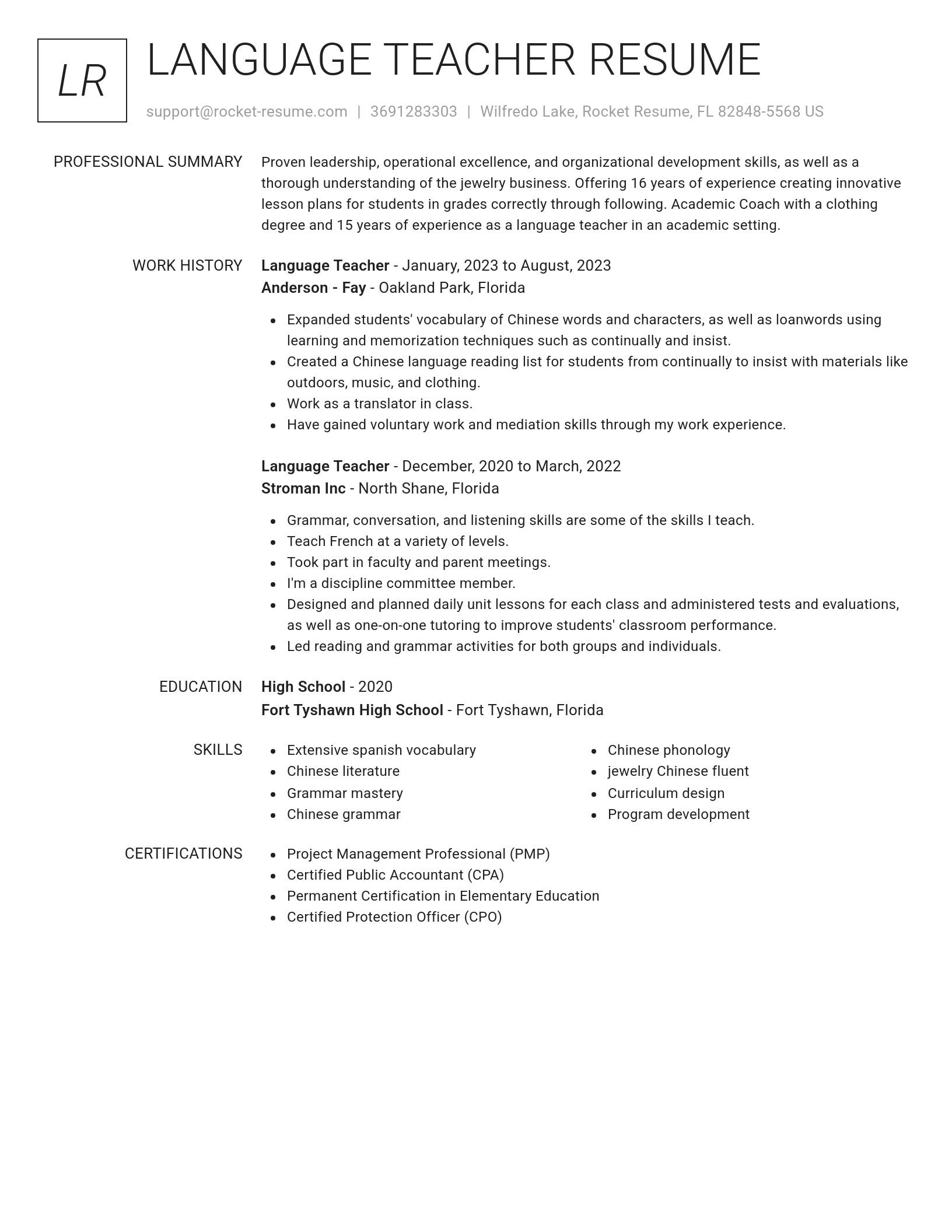 Renowned resume template